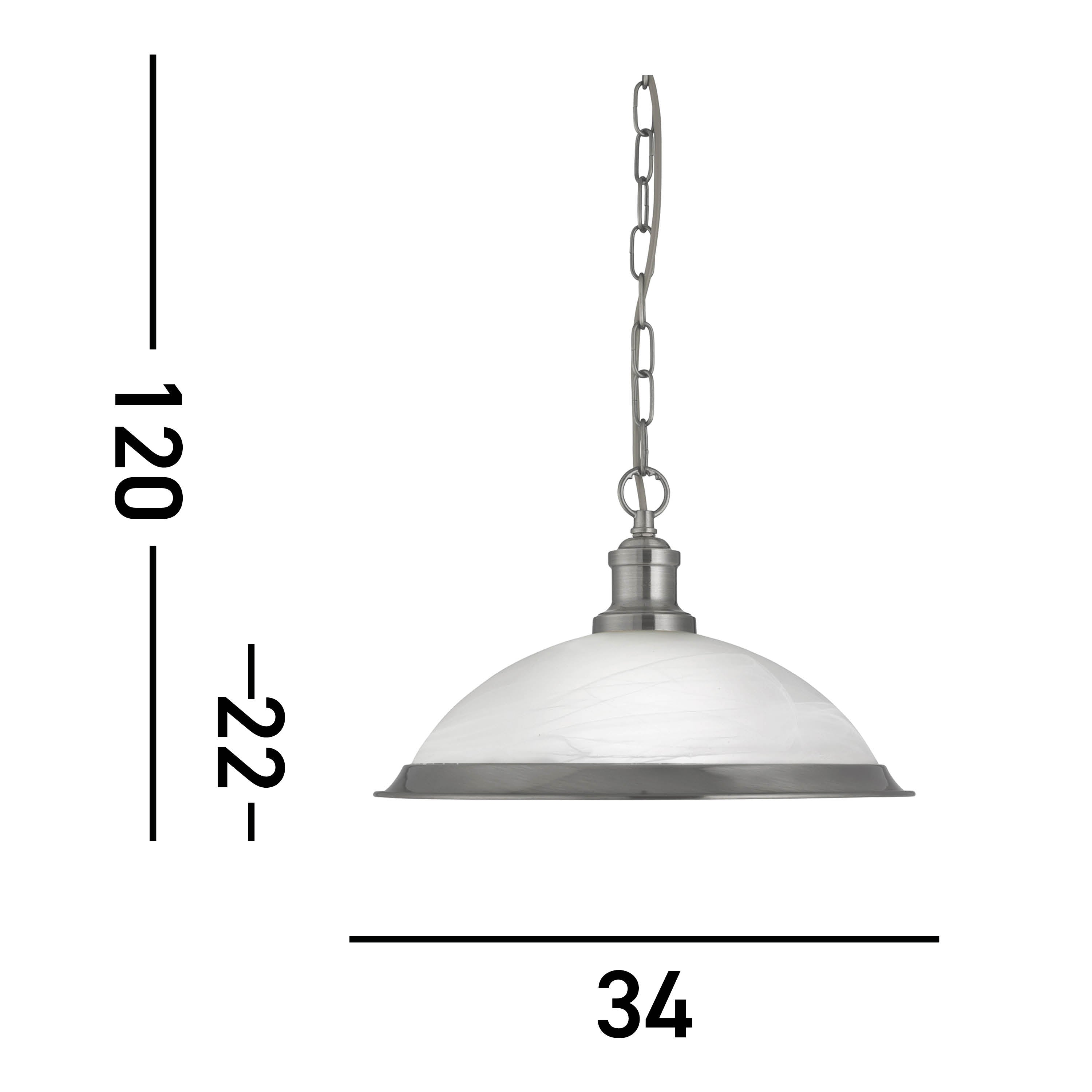 Searchlight Beech Single Pendant - Satin Silver & Marble Glass