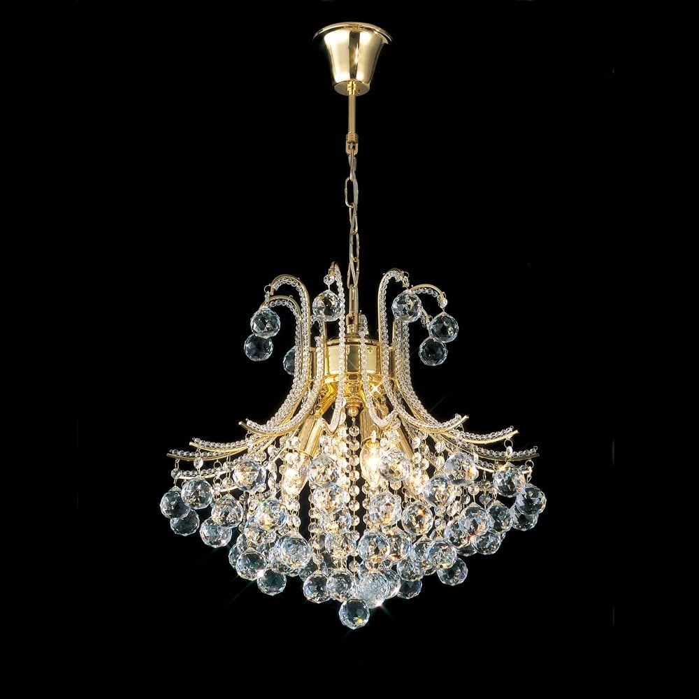Diyas IL30216/BA Bask Pendant Round 4 Light French Gold/Crystal