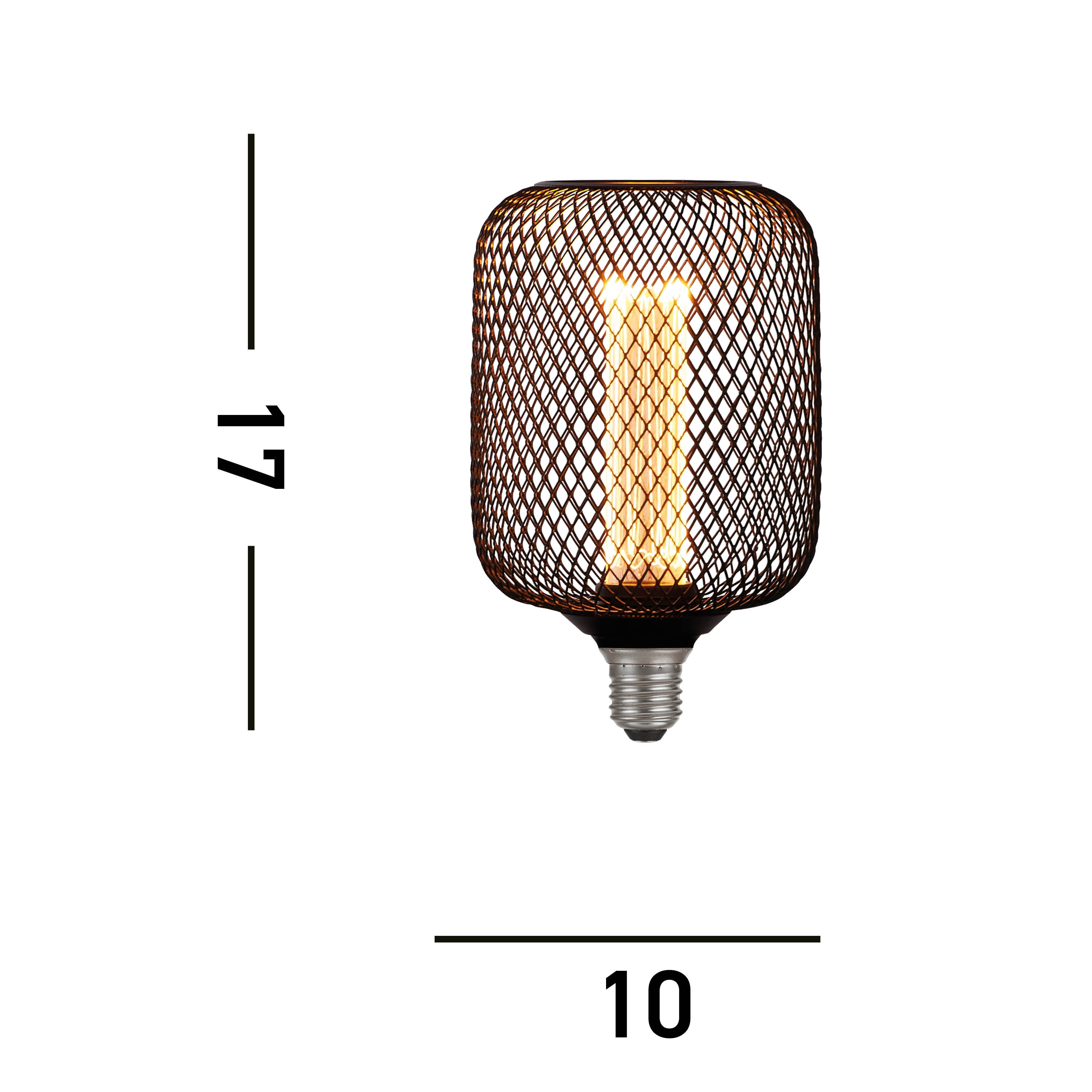 Searchlight E27 LED 3.5W Wire Mesh Effect Drum Lamp - 1800K - Dimmable - Black Metal