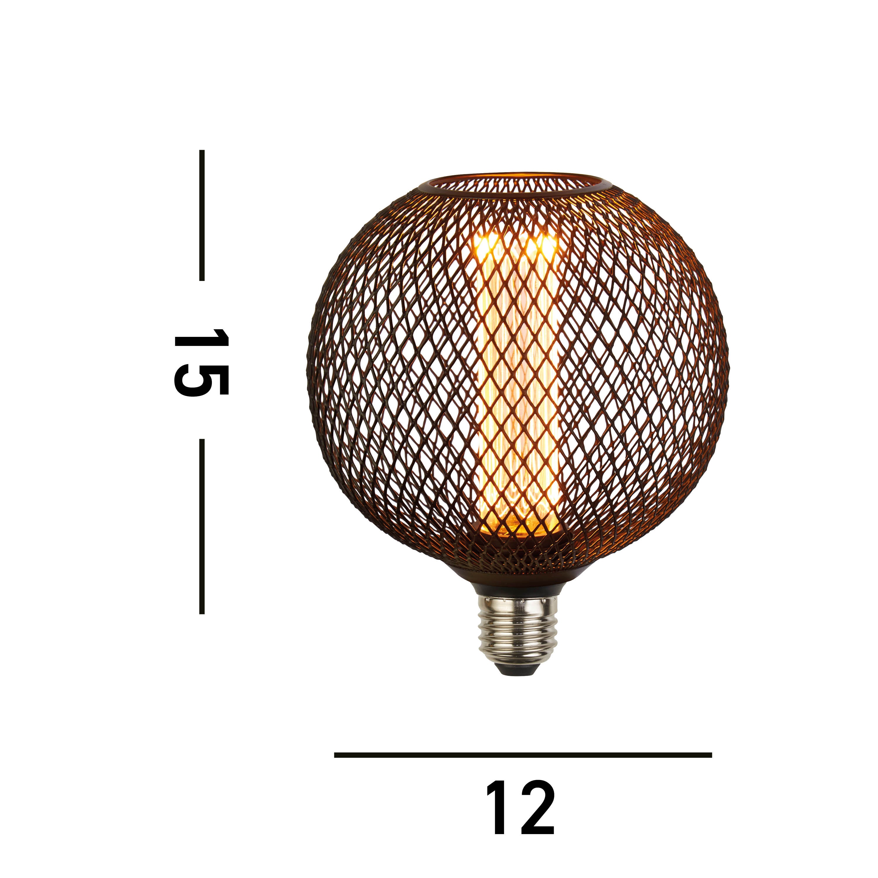 Searchlight E27 LED 3.5W Wire Mesh Effect Globe Lamp - 1800K - Dimmable - Black Metal