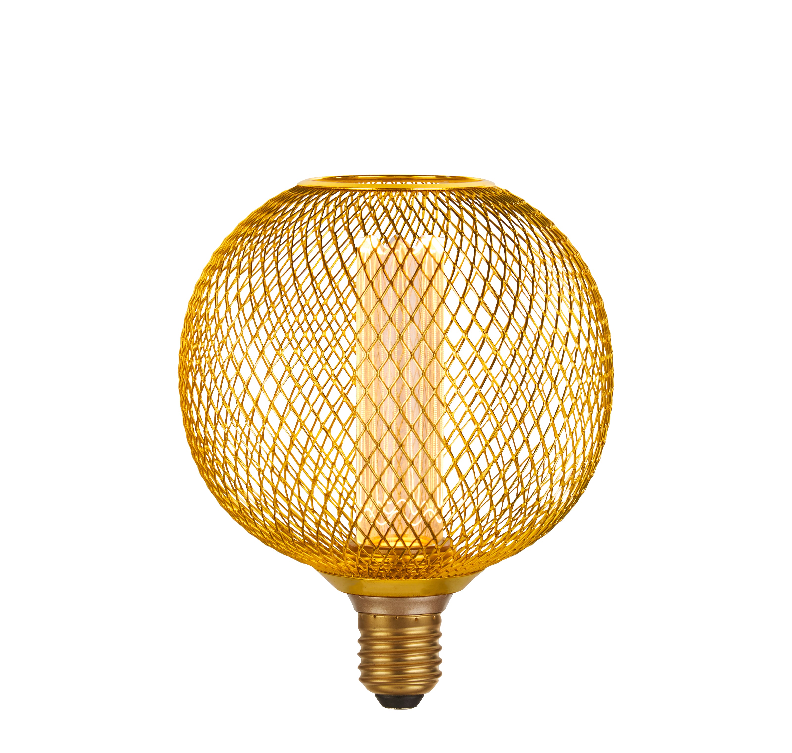 Searchlight E27 LED 3.5W Wire Mesh Effect Globe Lamp - 1800K - Dimmable - Gold Metal
