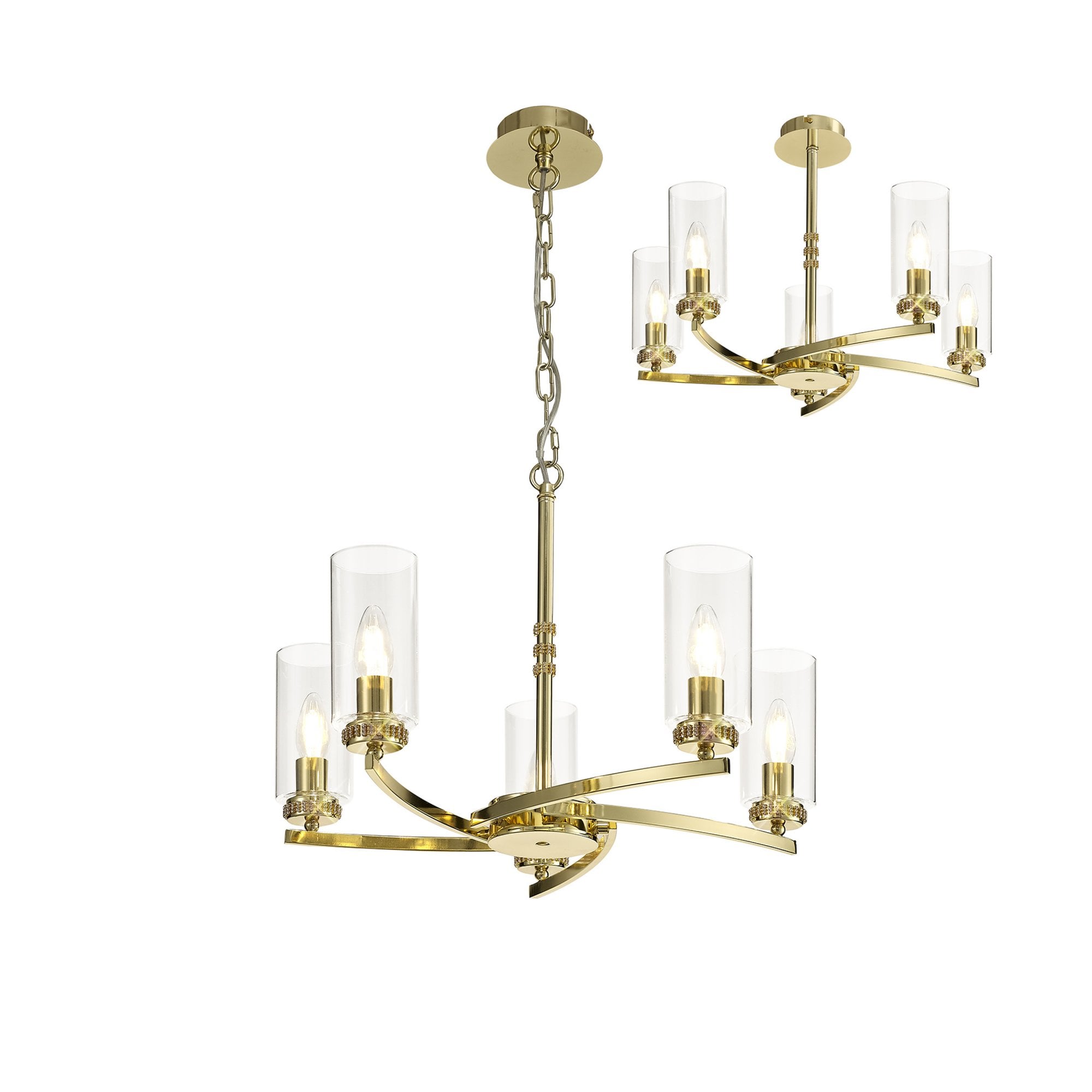 Fabula Heathcote 5 Light Pendant/Semi-Flush Light - Polished Gold