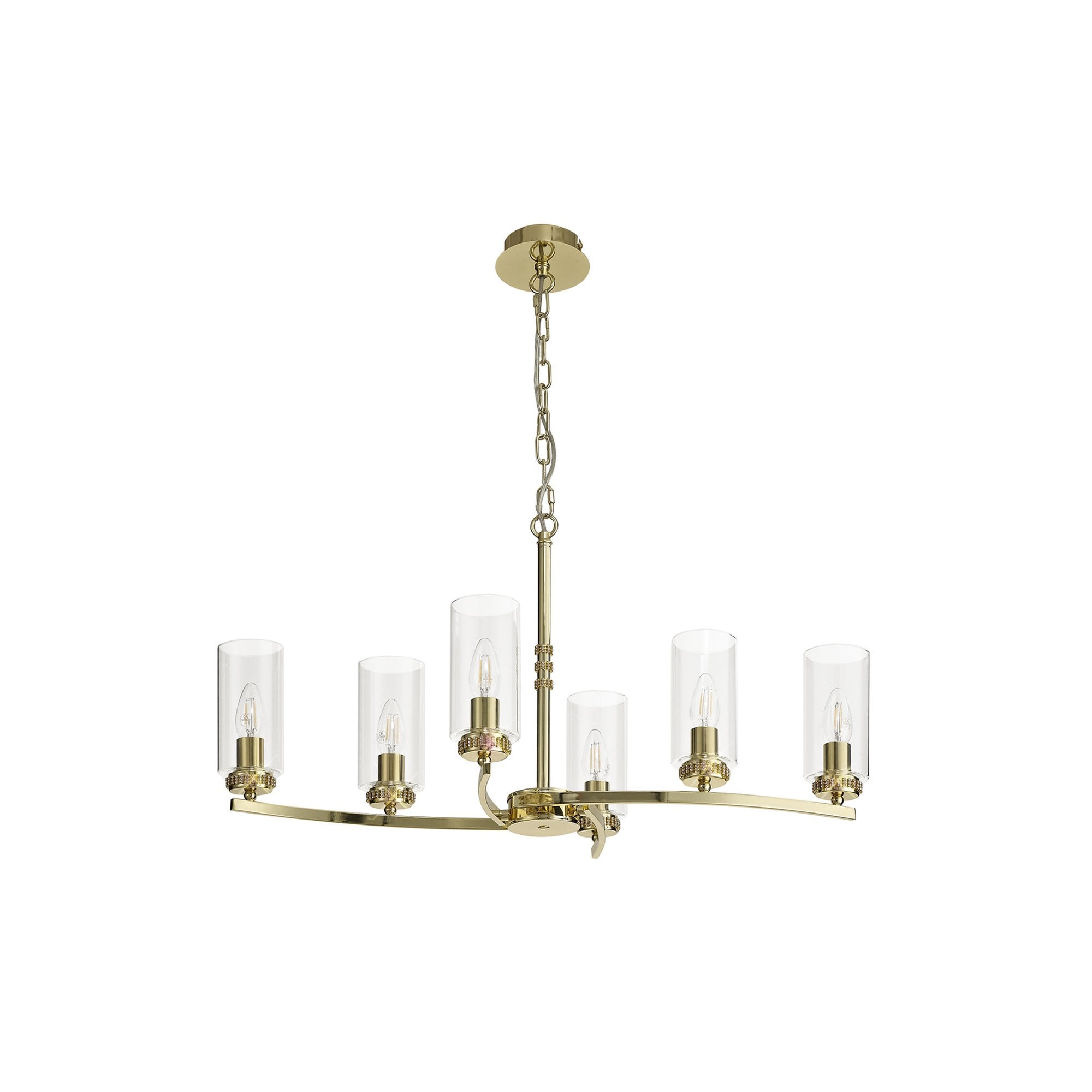 Fabula Heathcote 6 Light Rectangular Pendant/Semi-Flush Light - Polished Gold