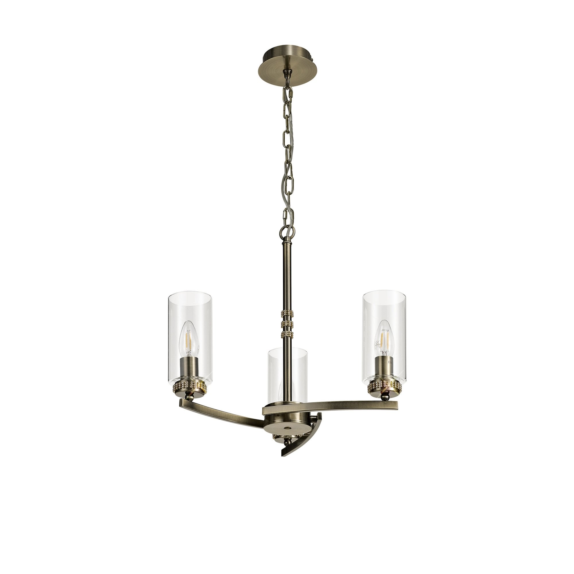 Fabula Heathcote 3 Light Pendant/Semi-Flush Light - Antique Brass