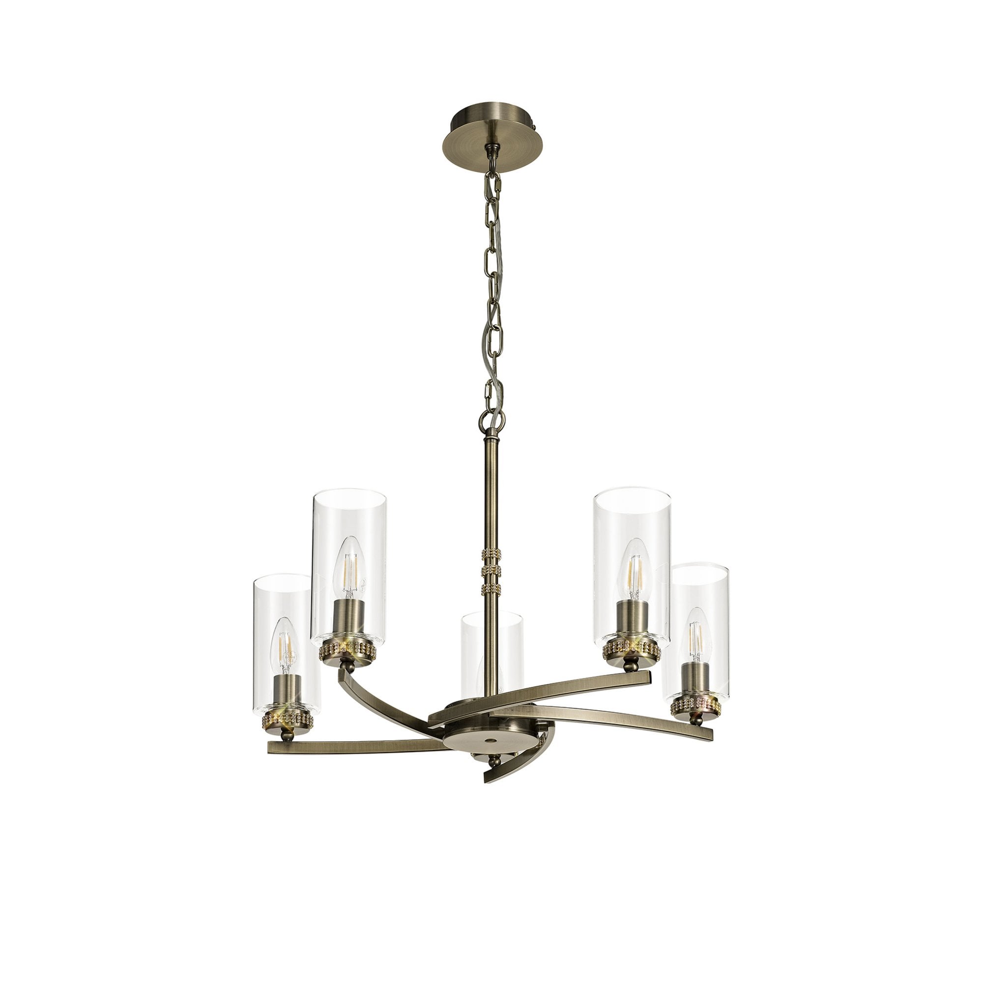 Fabula Heathcote 5 Light Pendant/Semi-Flush Light - Antique Brass