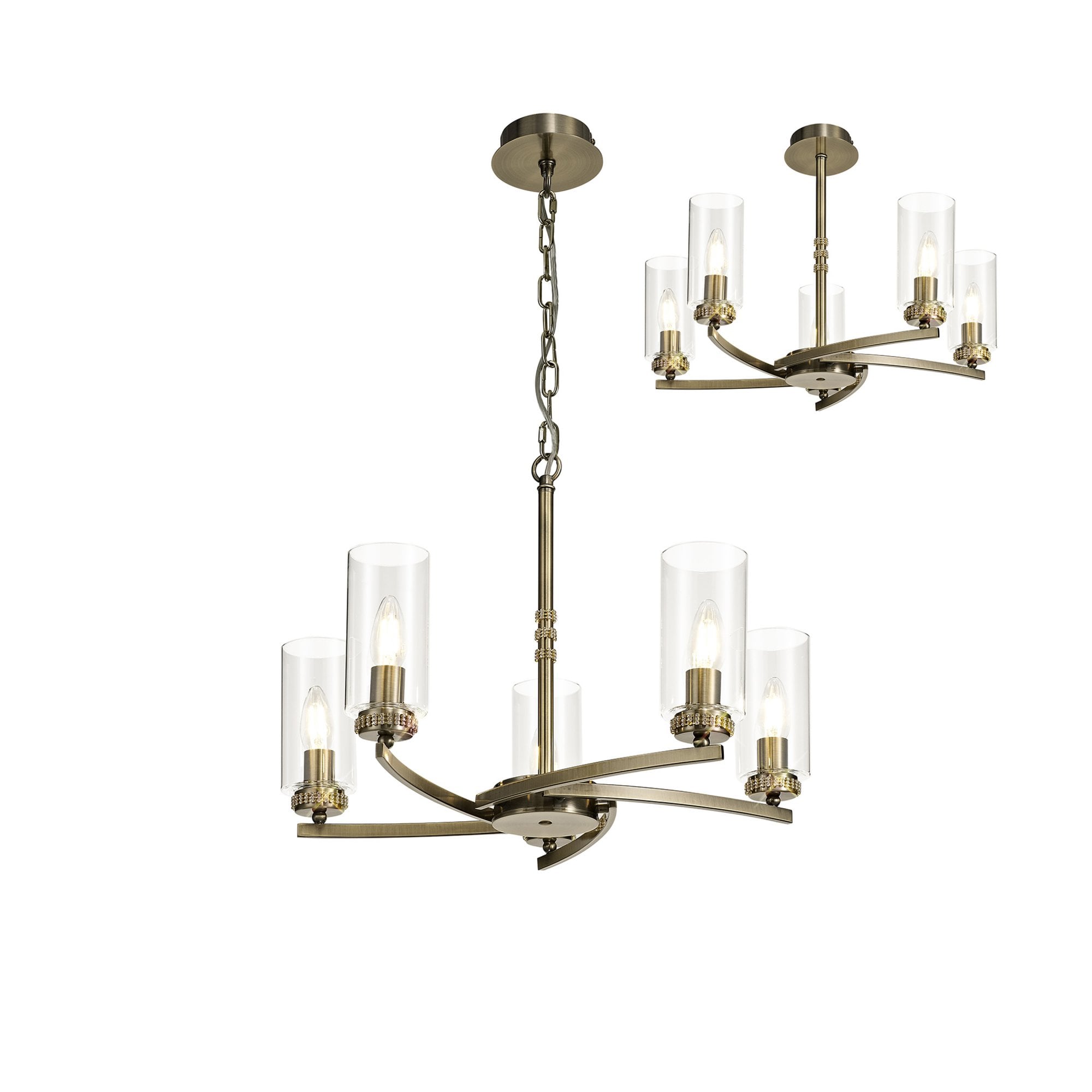 Fabula Heathcote 5 Light Pendant/Semi-Flush Light - Antique Brass
