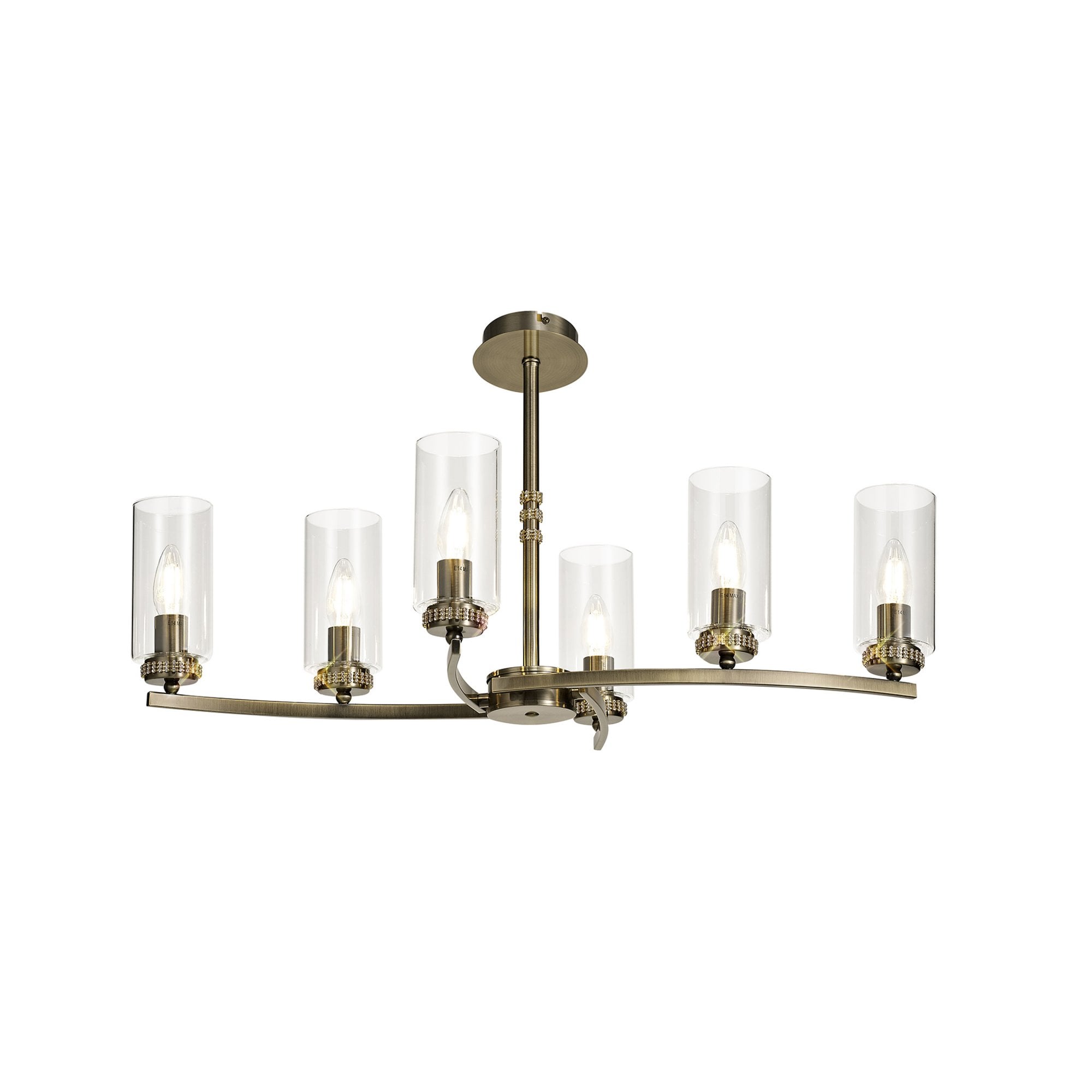 Fabula Heathcote 6 Light Rectangular Pendant/Semi-Flush Light - Antique Brass