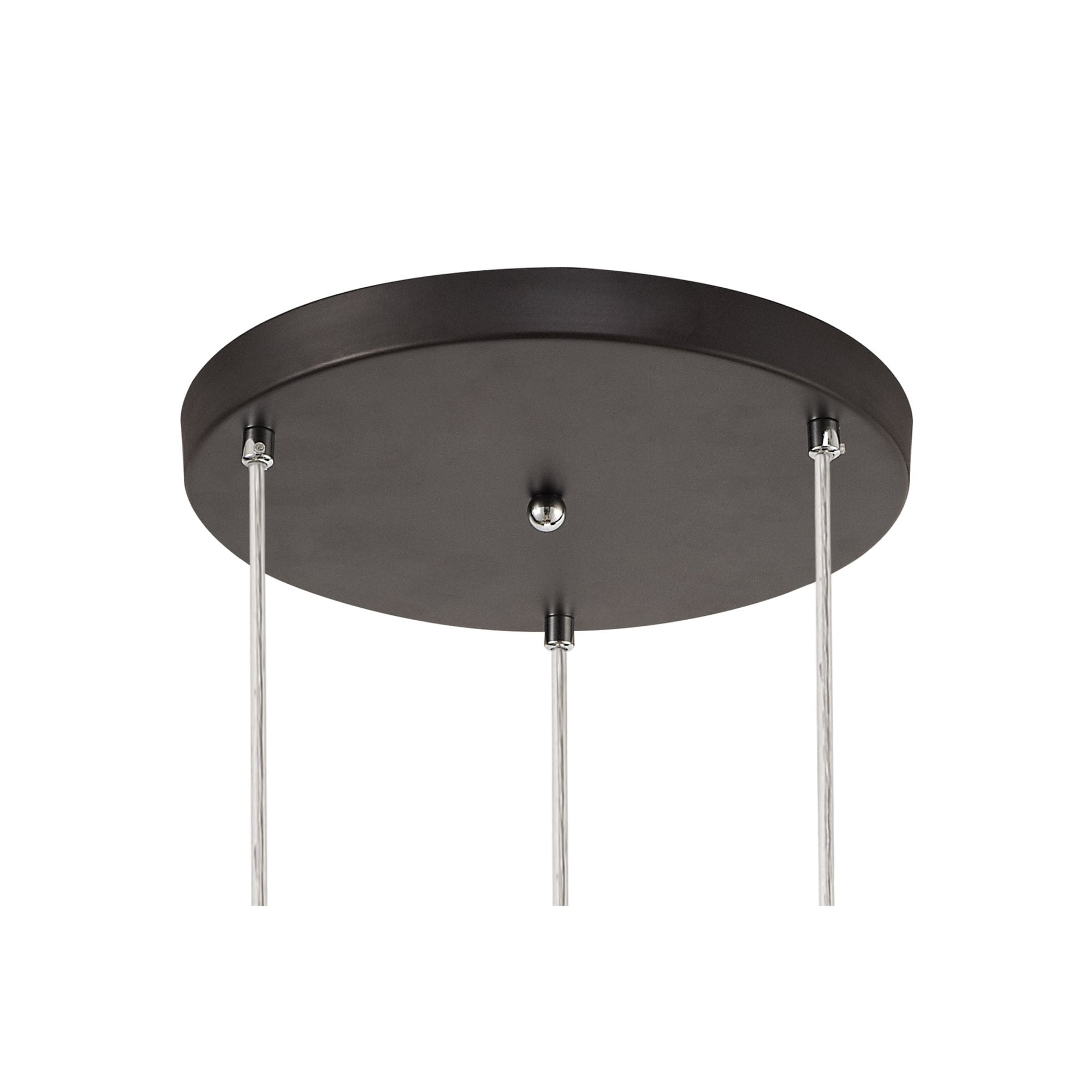 Fabula Leaden 3 Light Round Pendant - Oiled Bronze, Polished Chrome & Amber Glass