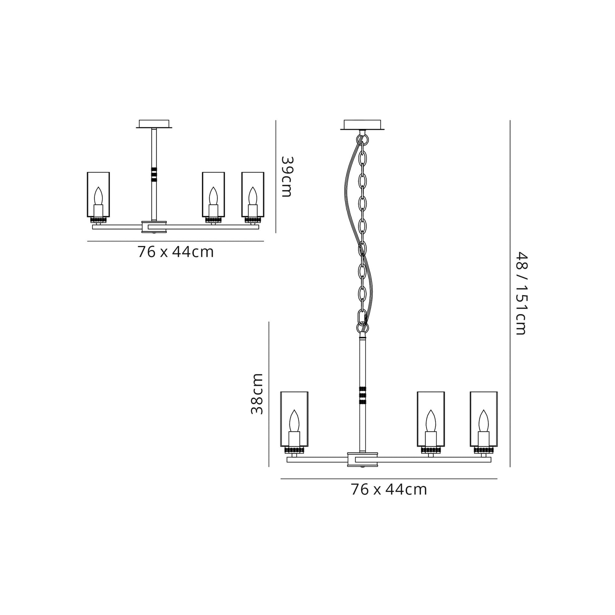 Fabula Heathcote 6 Light Rectangular Pendant/Semi-Flush Light - Polished Nickel