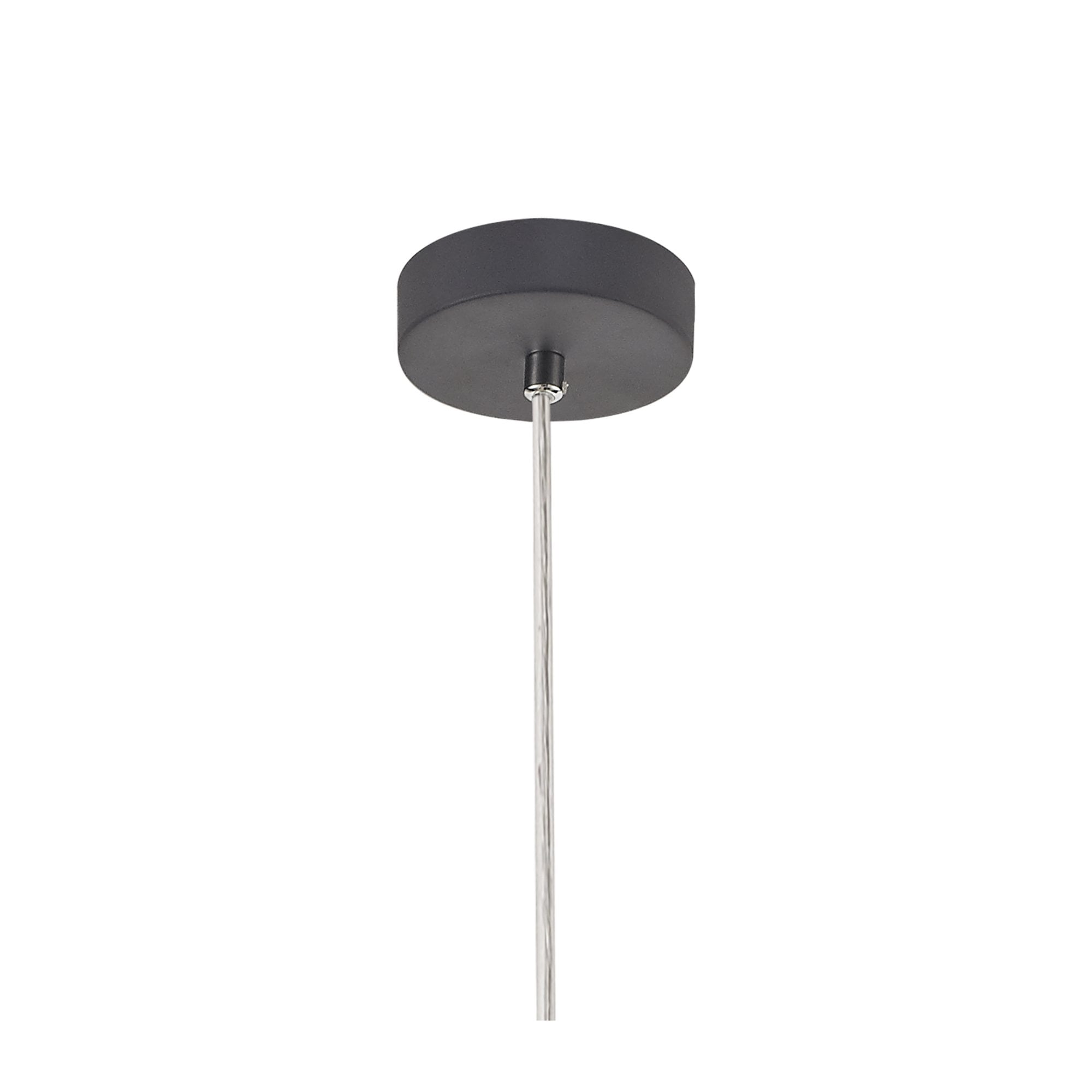 Fabula Leaden Single Pendant - Matt Grey, Polished Chrome & Cognac Glass