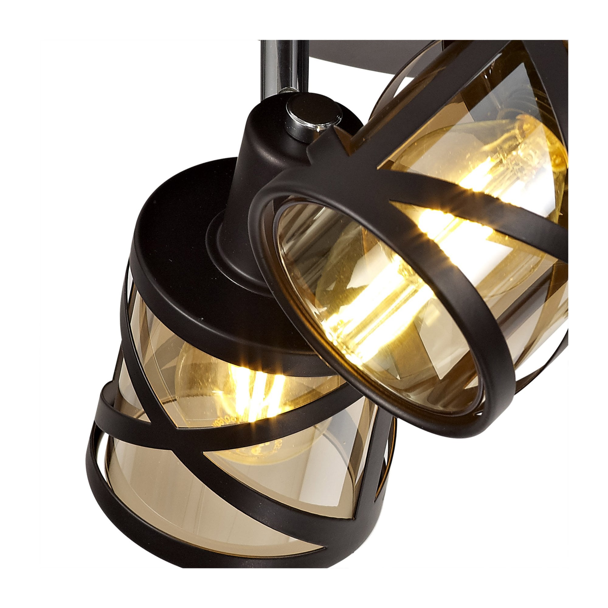 Fabula Leaden 3 Light Round Spotlight - Oiled Bronze, Polished Chrome & Amber Glass