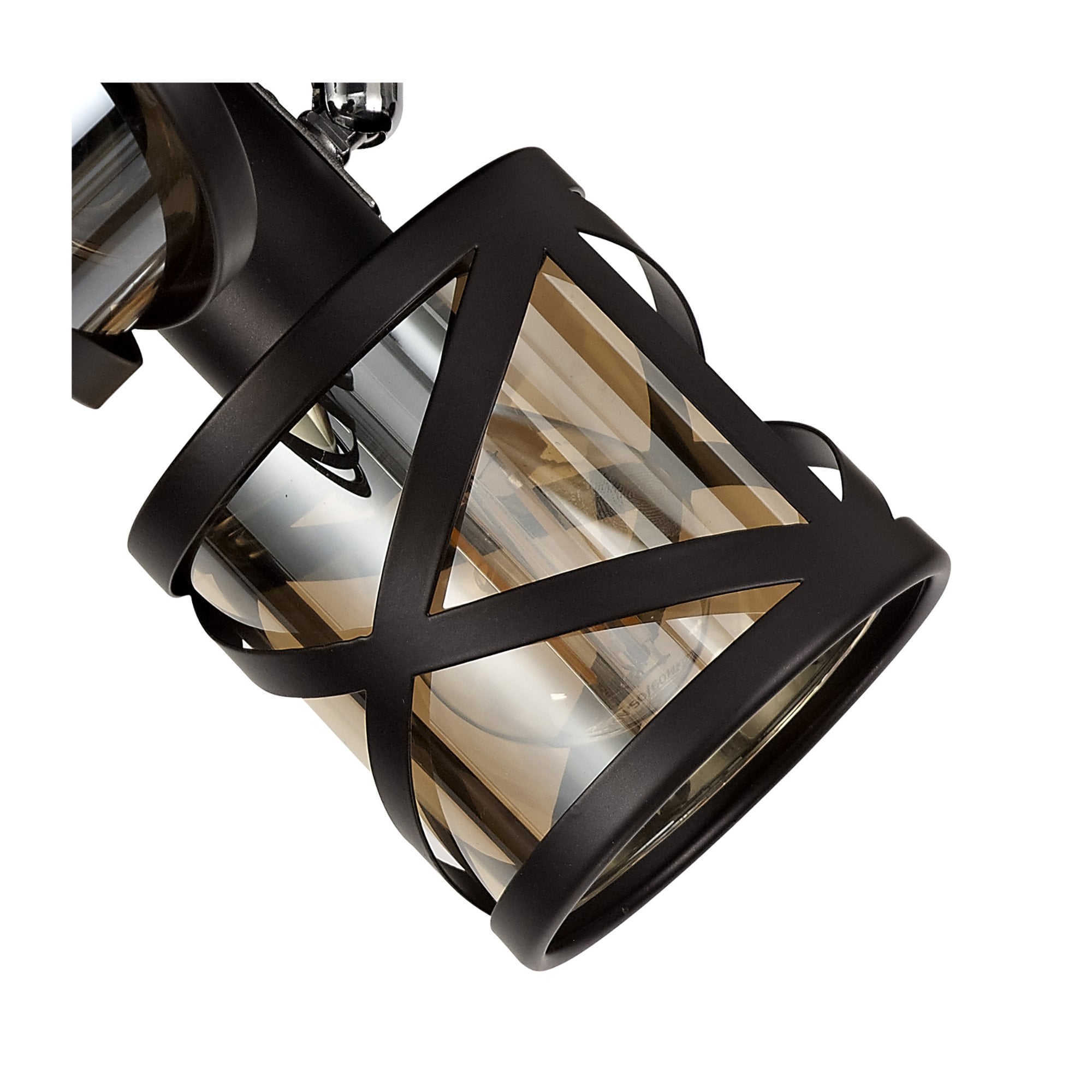 Fabula Leaden 3 Light Round Spotlight - Oiled Bronze, Polished Chrome & Amber Glass