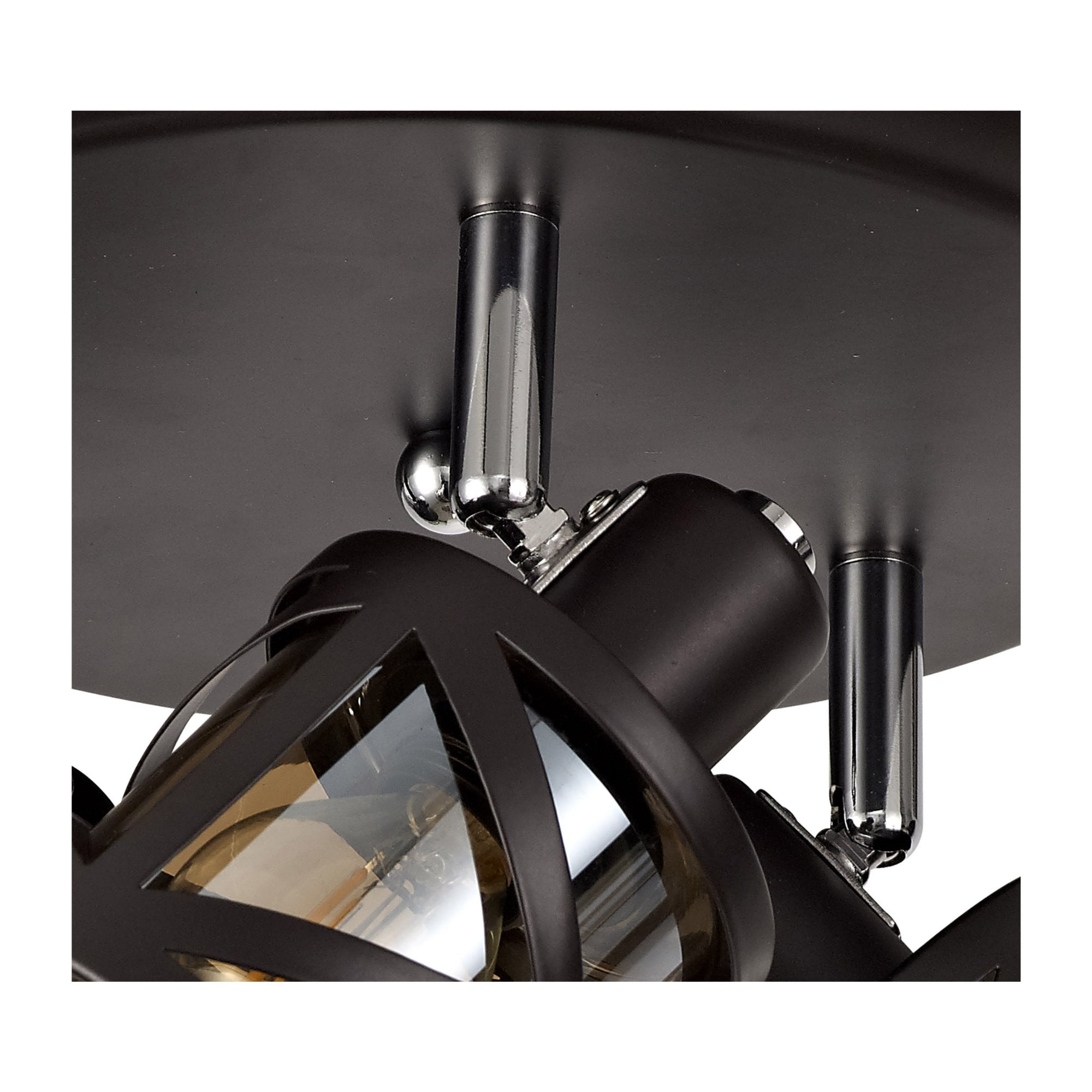 Fabula Leaden 3 Light Round Spotlight - Oiled Bronze, Polished Chrome & Amber Glass