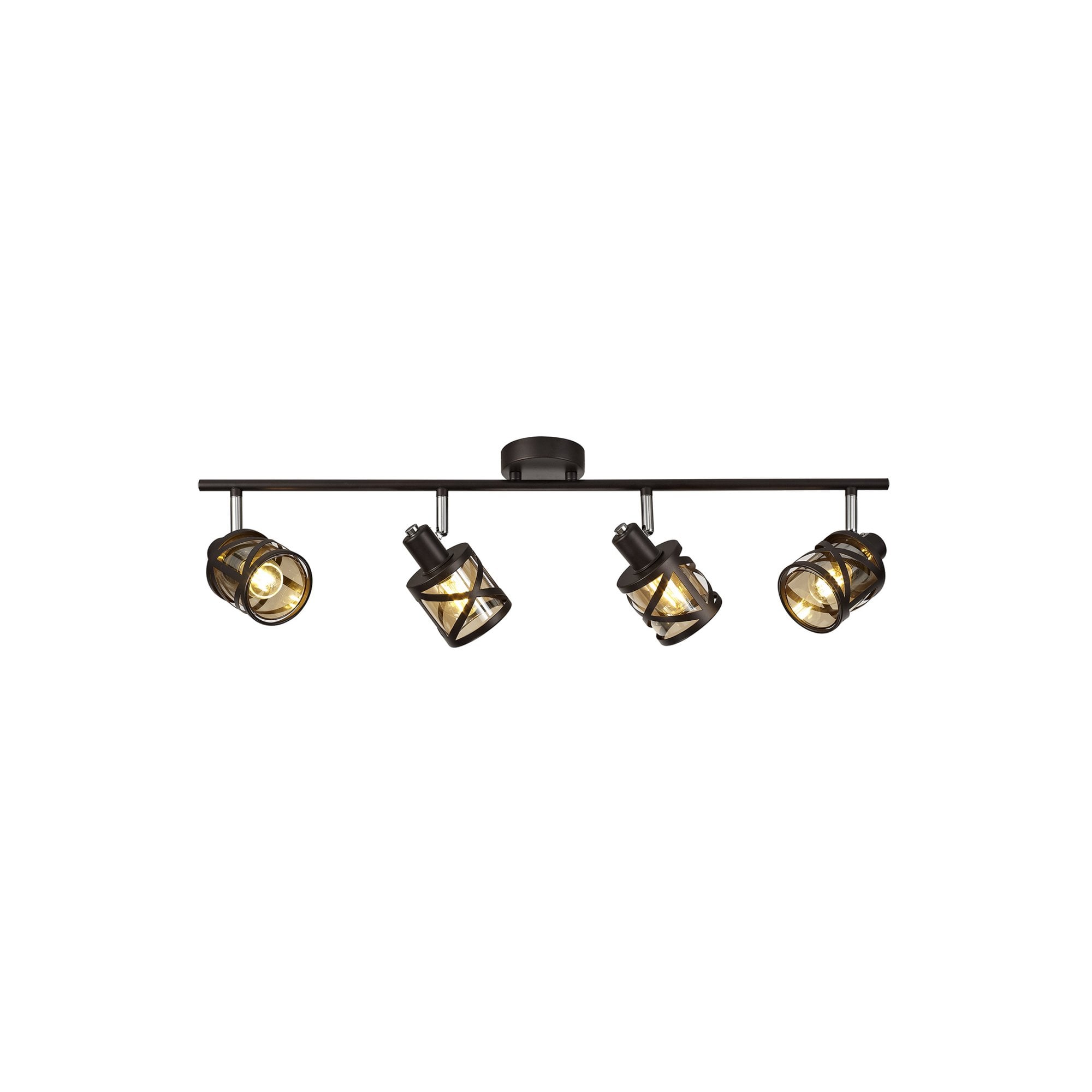 Fabula Leaden 4 Light Linear Bar Spotlight - Oiled Bronze, Polished Chrome & Amber Glass