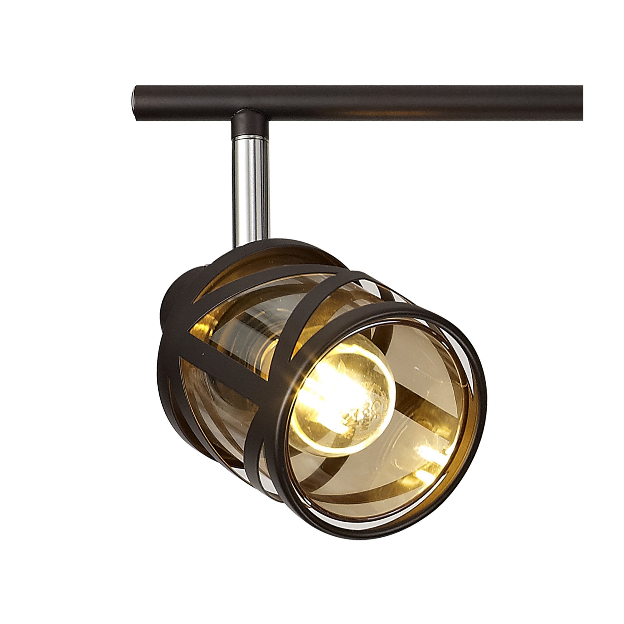 Fabula Leaden 4 Light Linear Bar Spotlight - Oiled Bronze, Polished Chrome & Amber Glass
