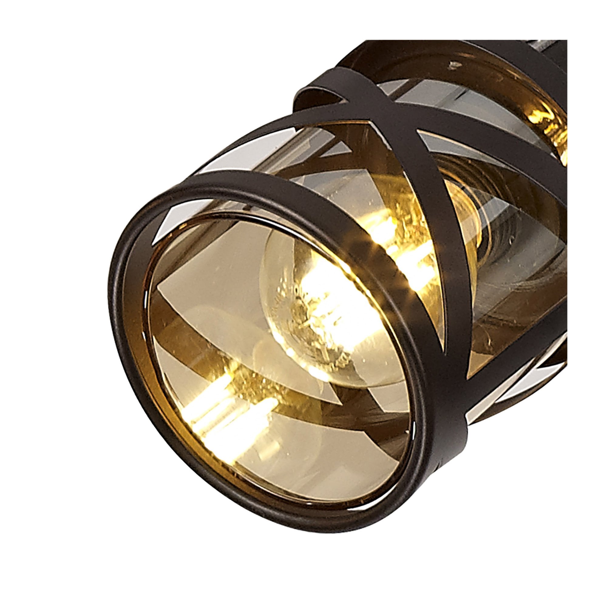 Fabula Leaden 4 Light Linear Bar Spotlight - Oiled Bronze, Polished Chrome & Amber Glass