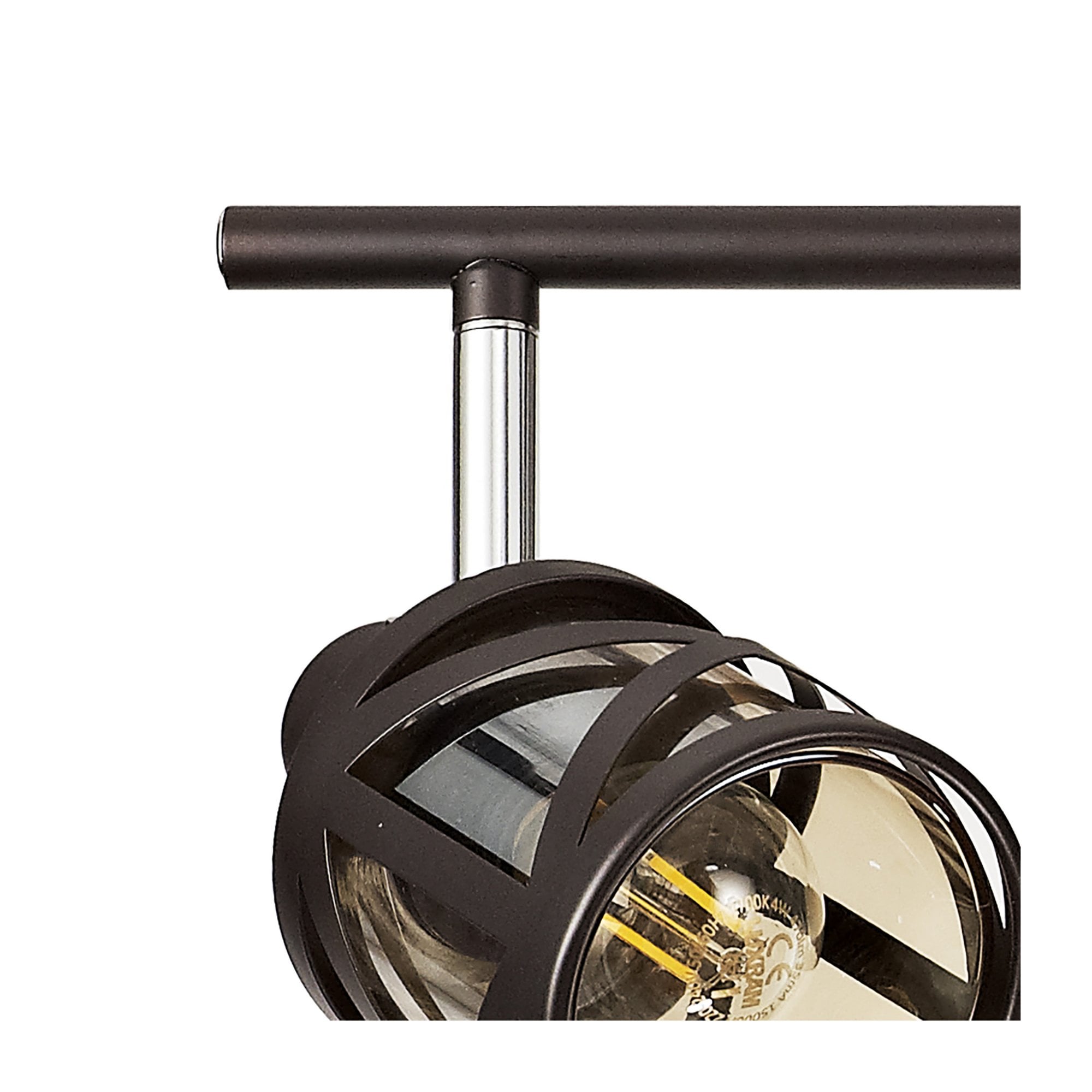 Fabula Leaden 4 Light Linear Bar Spotlight - Oiled Bronze, Polished Chrome & Amber Glass