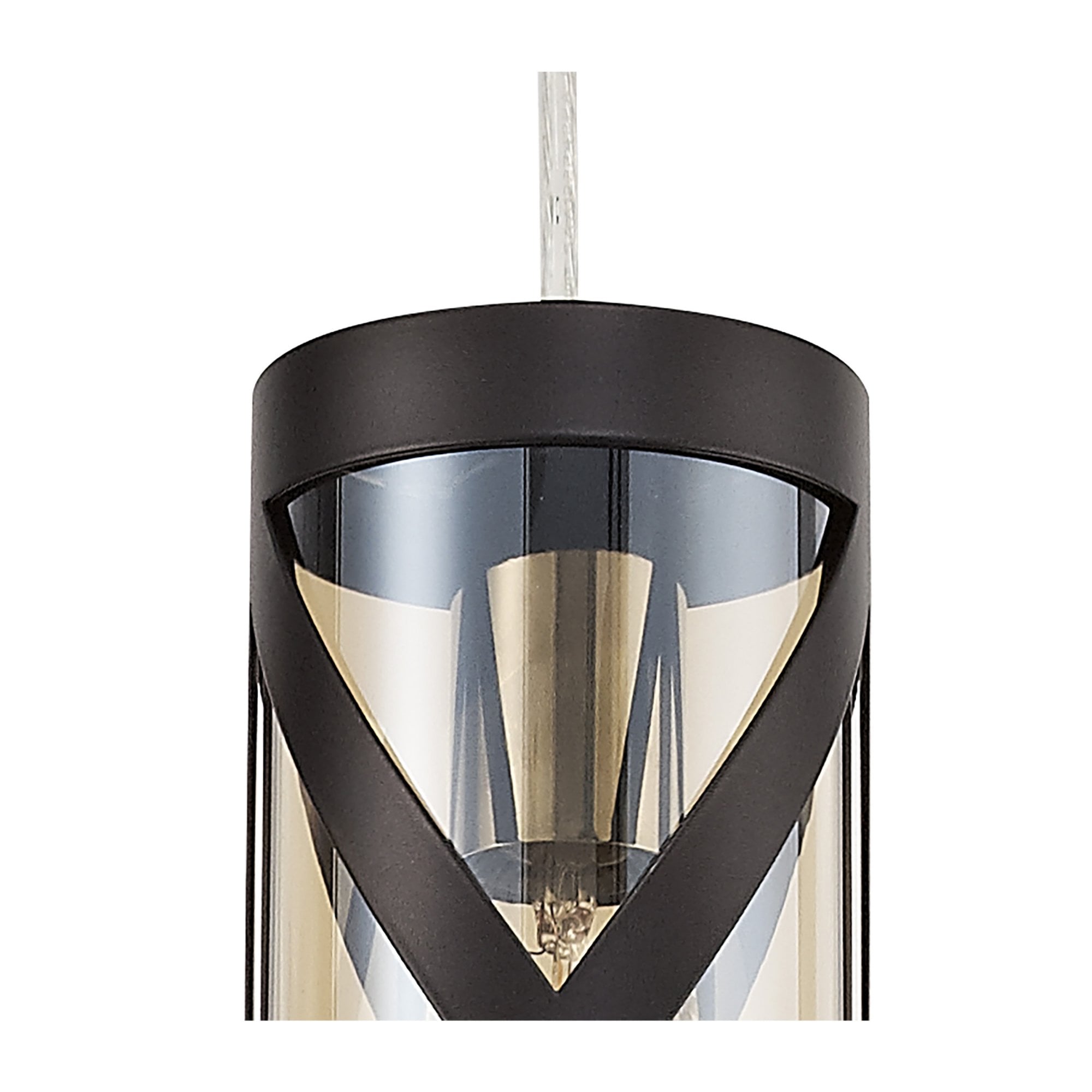 Fabula Leaden Single Pendant - Oiled Bronze, Polished Chrome & Amber Glass