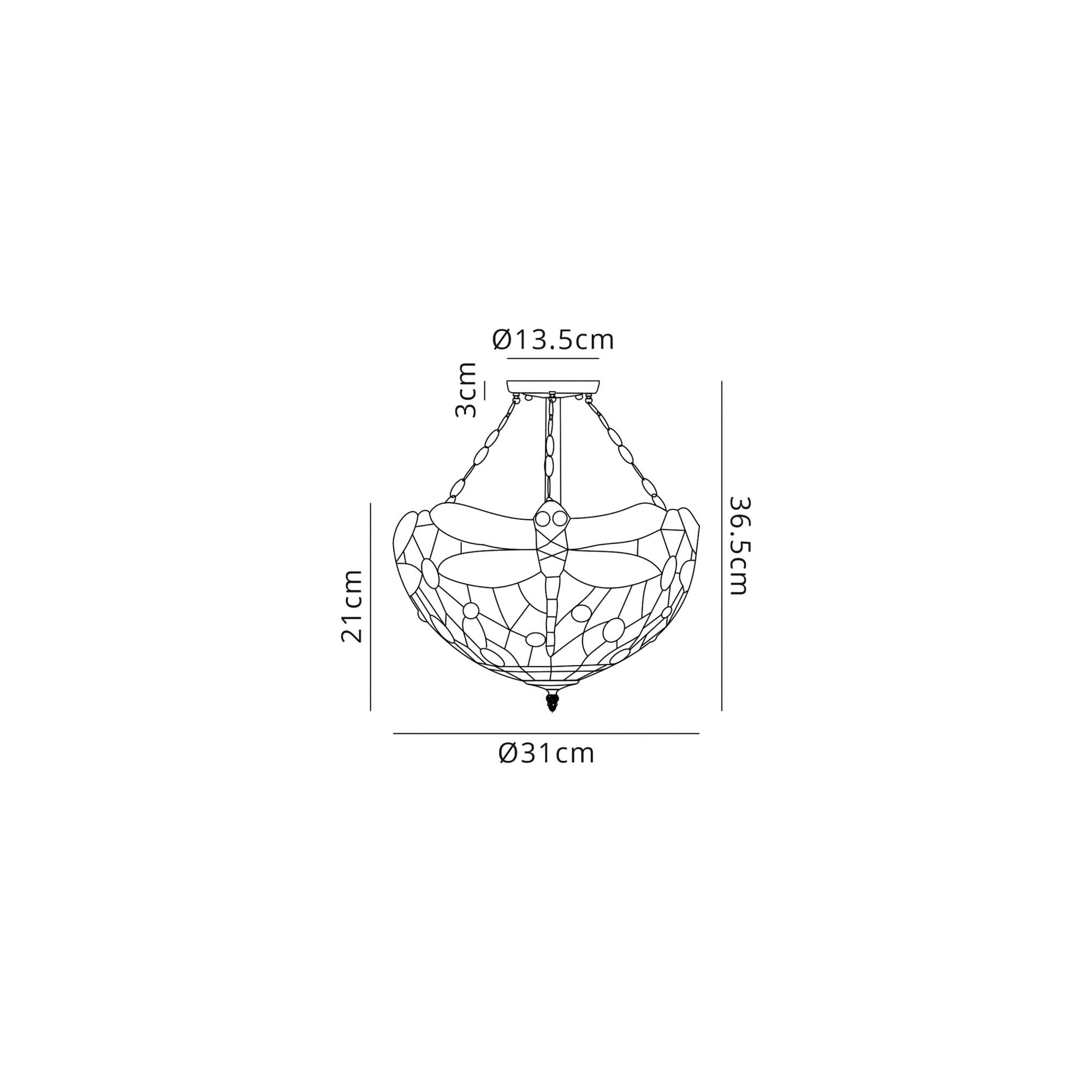 Fabula Hornbeam 3 Light Semi-Flush Light - 30cm Tiffany Shade - Purple & Pink