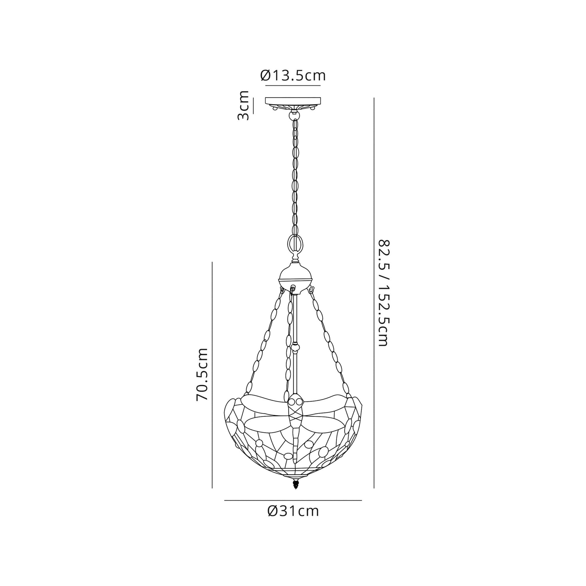Fabula Hornbeam 2 Light Uplighter Pendant - 30cm Tiffany Shade - Purple & Pink