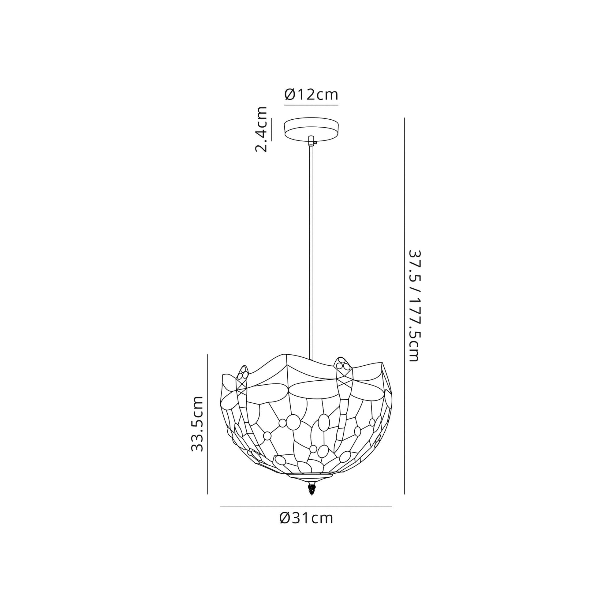 Fabula Hornbeam Single Uplighter Pendant - 30cm Tiffany Shade - Blue & Orange
