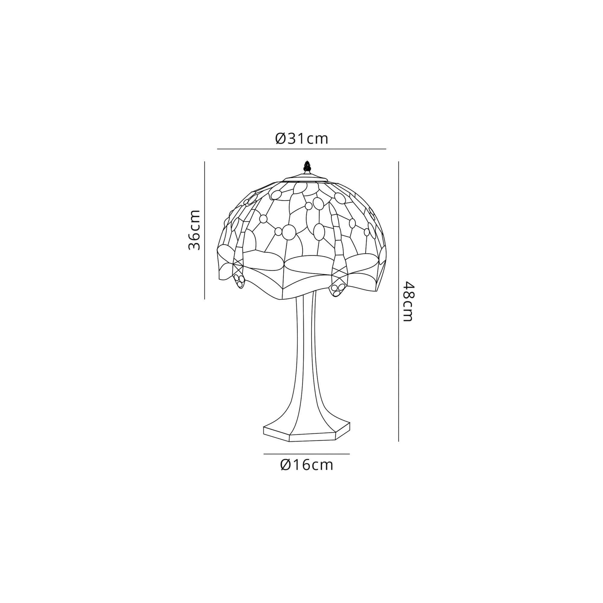 Fabula Hornbeam Single Octagonal Table Lamp - 30cm Tiffany Shade - Blue & Orange