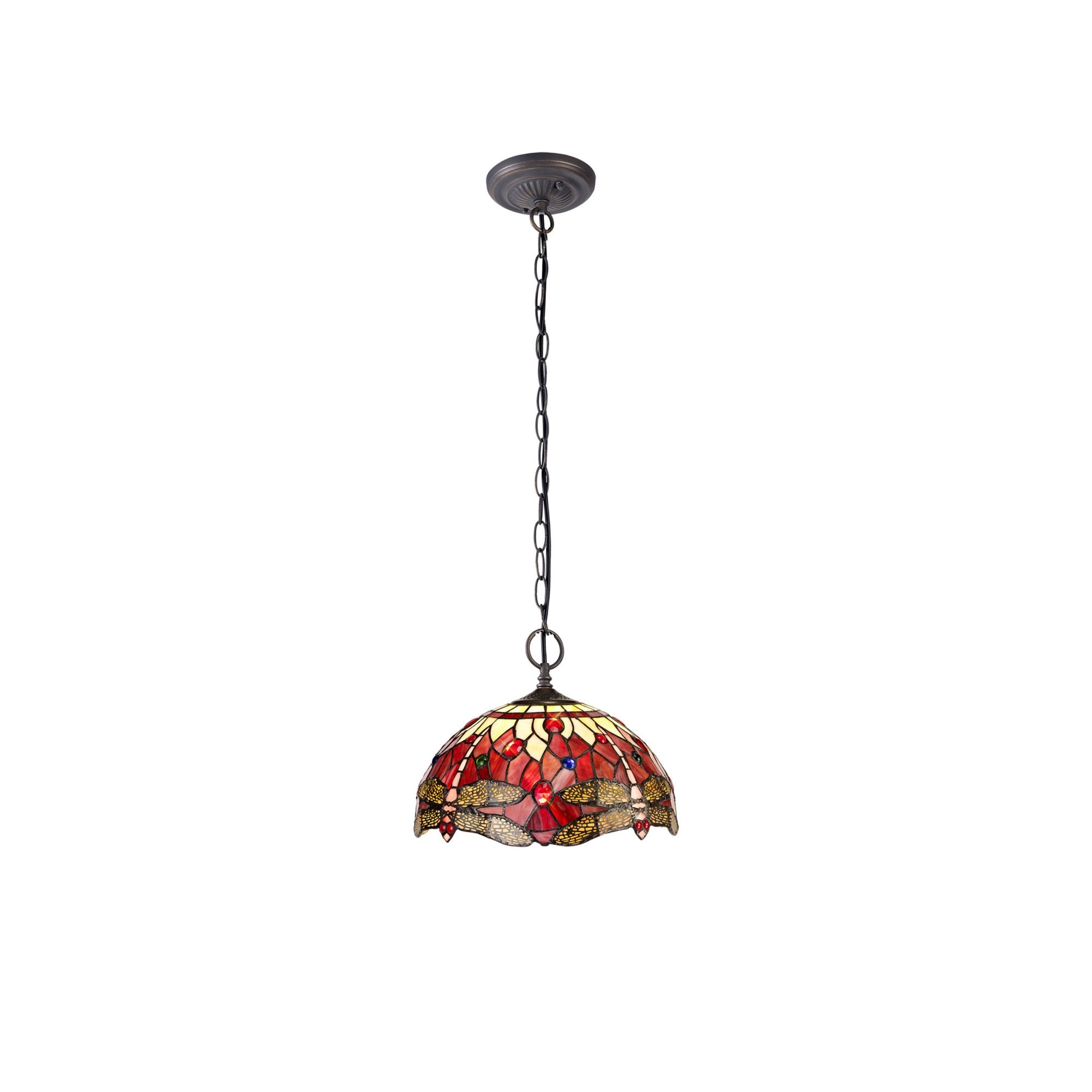 Fabula Hornbeam 2 Light Downlighter Pendant - 30cm Tiffany Shade - Purple & Pink