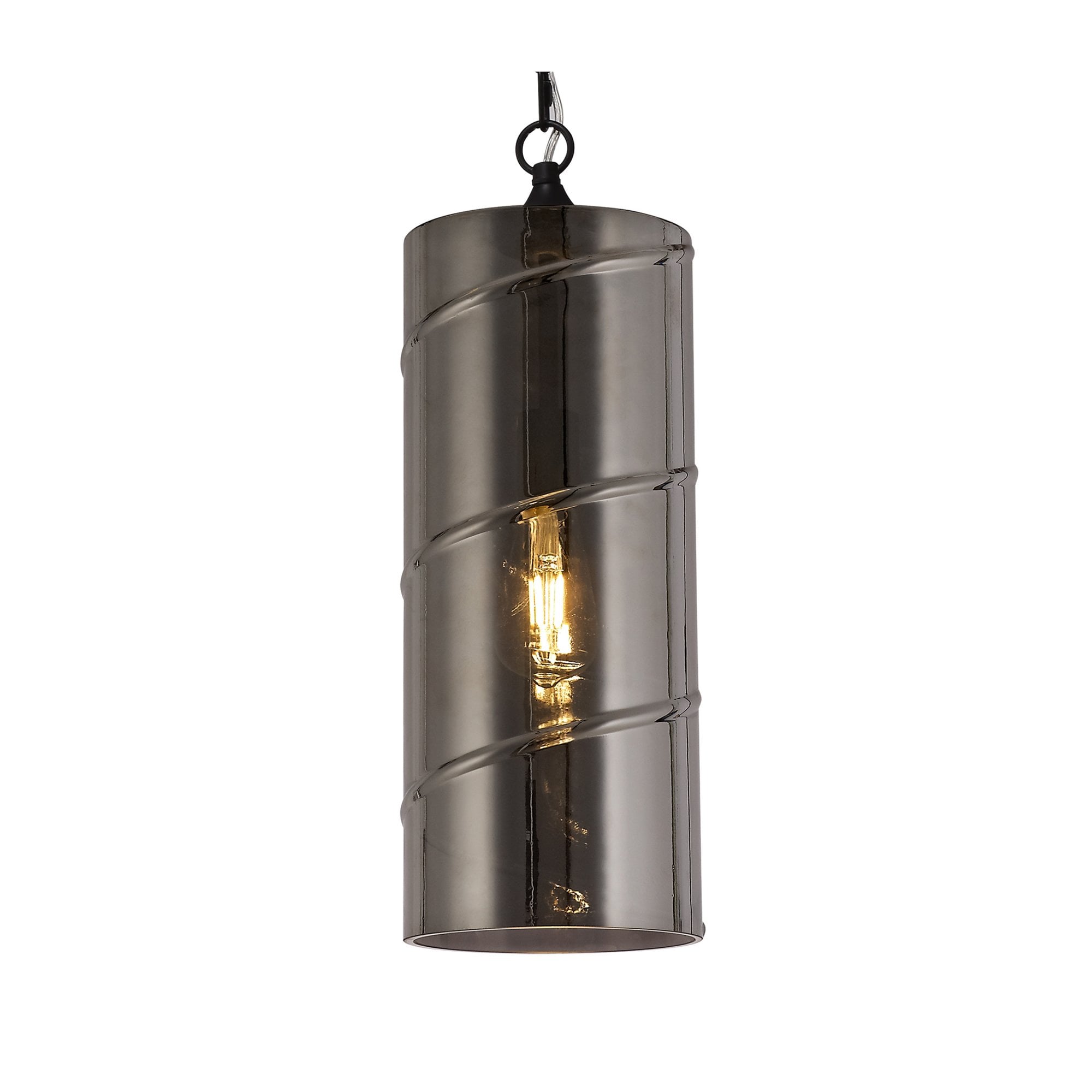 Fabula Elmhurst Pendant - Matt Black & Smoked Glass