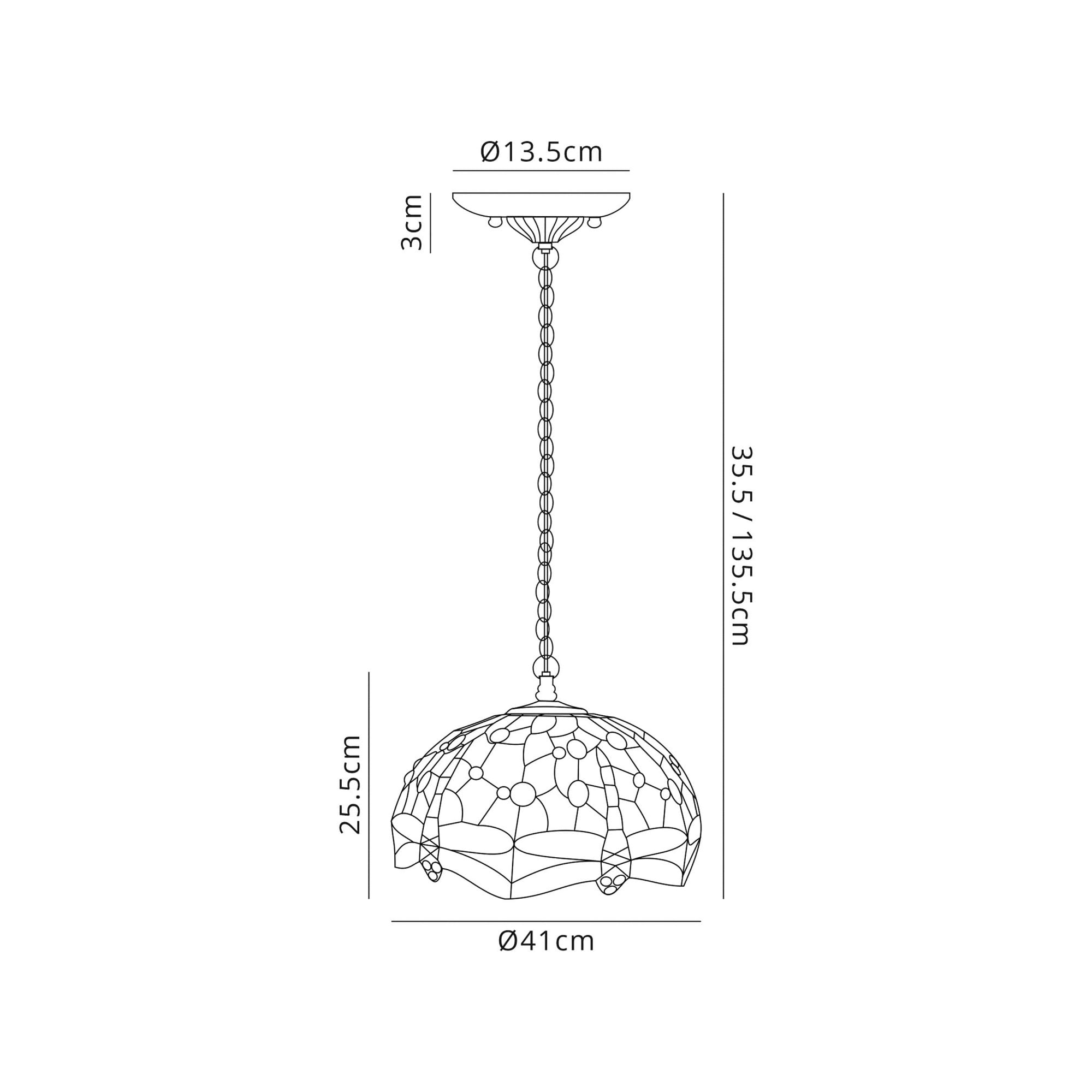 Fabula Hornbeam Single Downlighter Pendant - 40cm Tiffany Shade - Blue & Orange