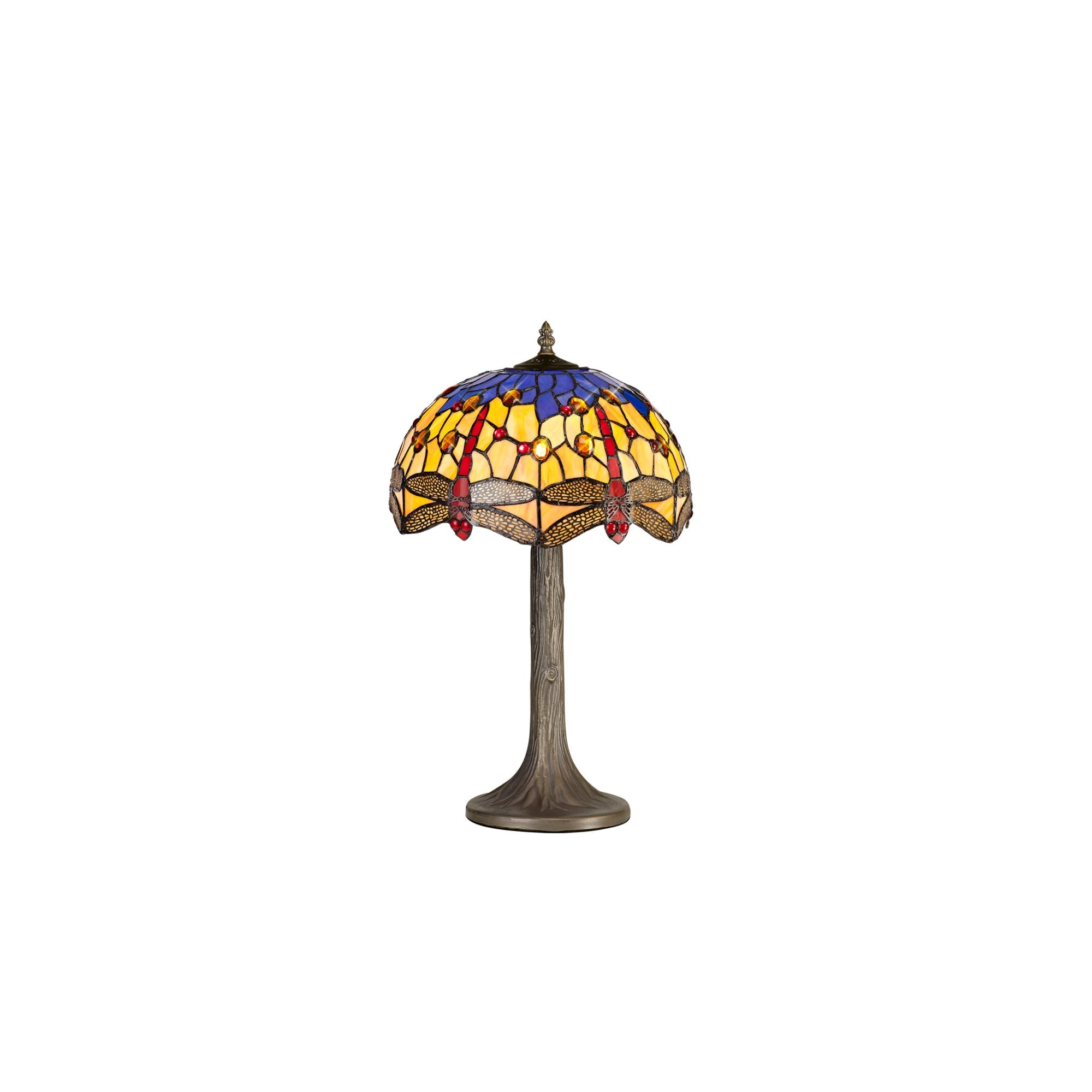 Fabula Hornbeam Single Tree Like Table Lamp - 30cm Tiffany Shade - Blue & Orange