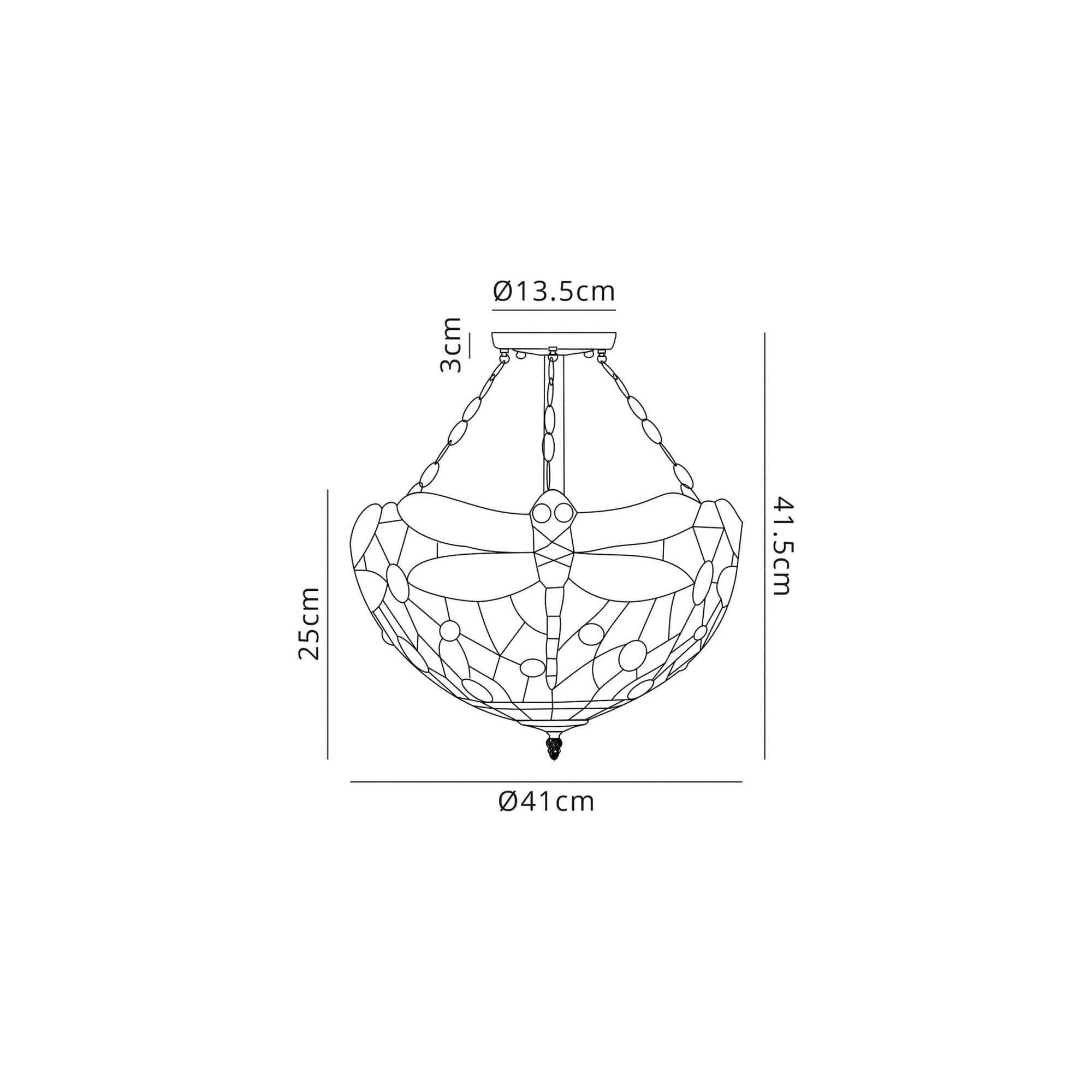 Fabula Hornbeam 3 Light Semi-Flush Light - 40cm Tiffany Shade - Purple & Pink