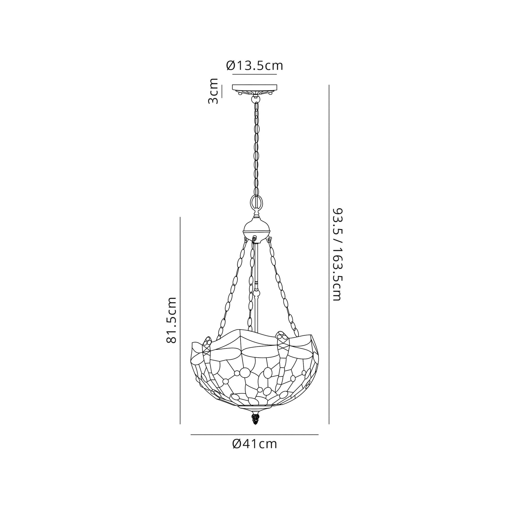 Fabula Hornbeam 3 Light Uplighter Pendant - 40cm Tiffany Shade - Blue & Orange