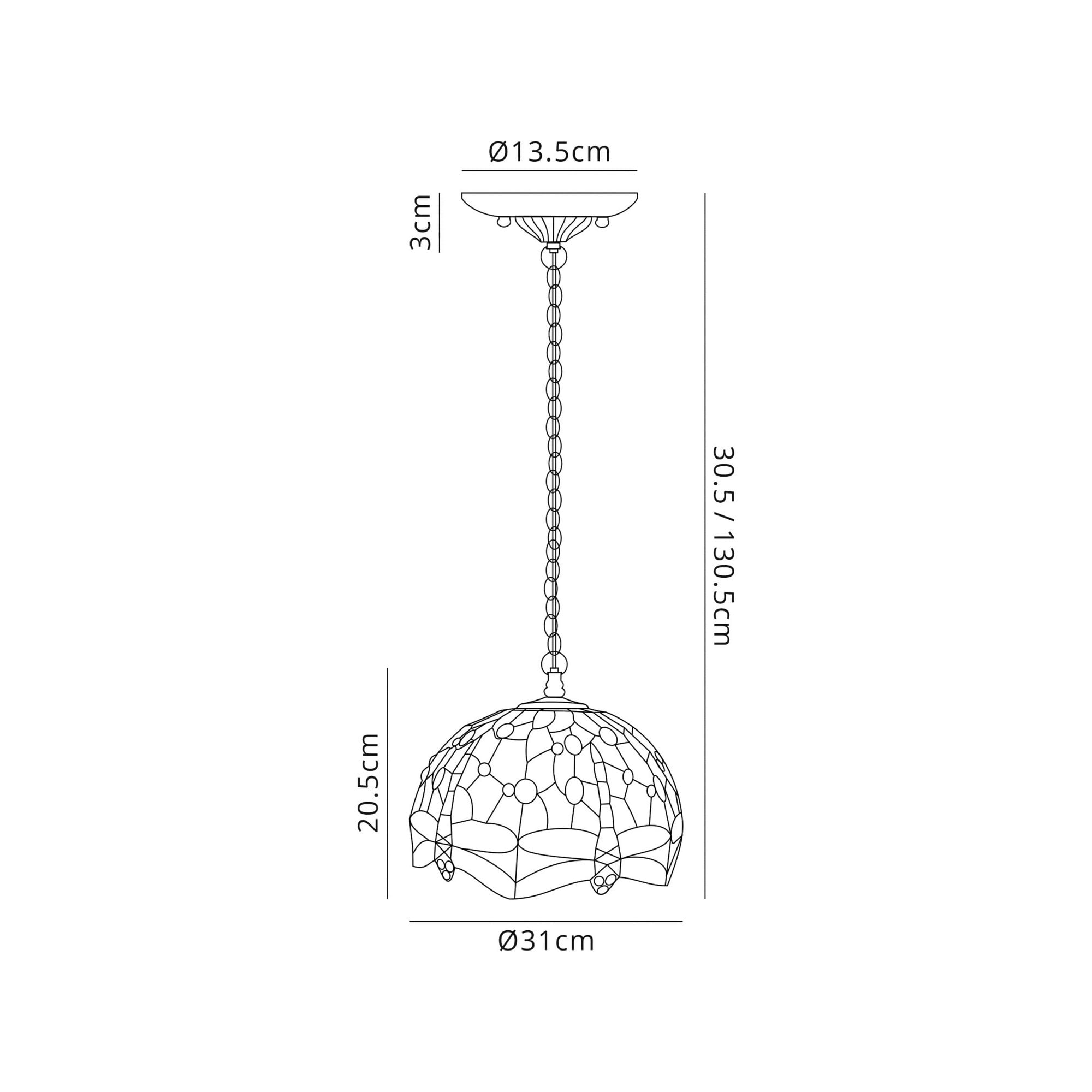 Fabula Hornbeam Single Downlighter Pendant - 30cm Tiffany Shade - Blue & Orange