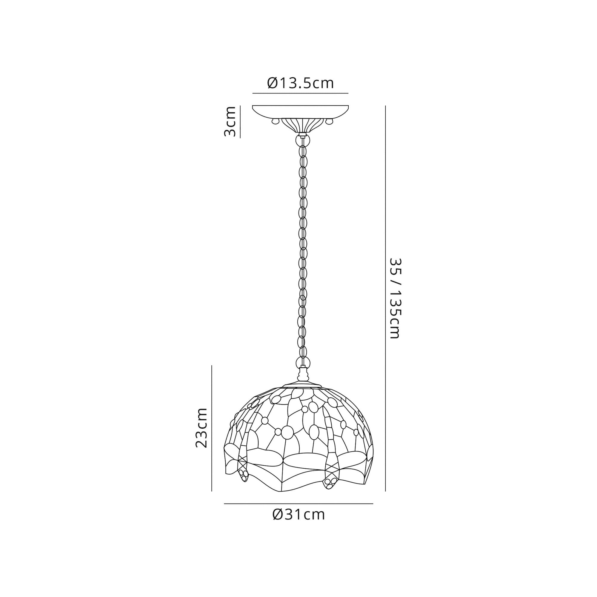 Fabula Hornbeam 2 Light Downlighter Pendant - 30cm Tiffany Shade - Blue & Orange
