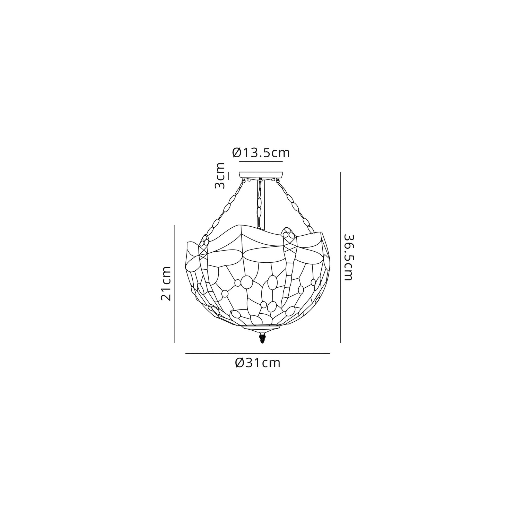Fabula Hornbeam 3 Light Semi-Flush Light - 30cm Tiffany Shade - Blue & Orange