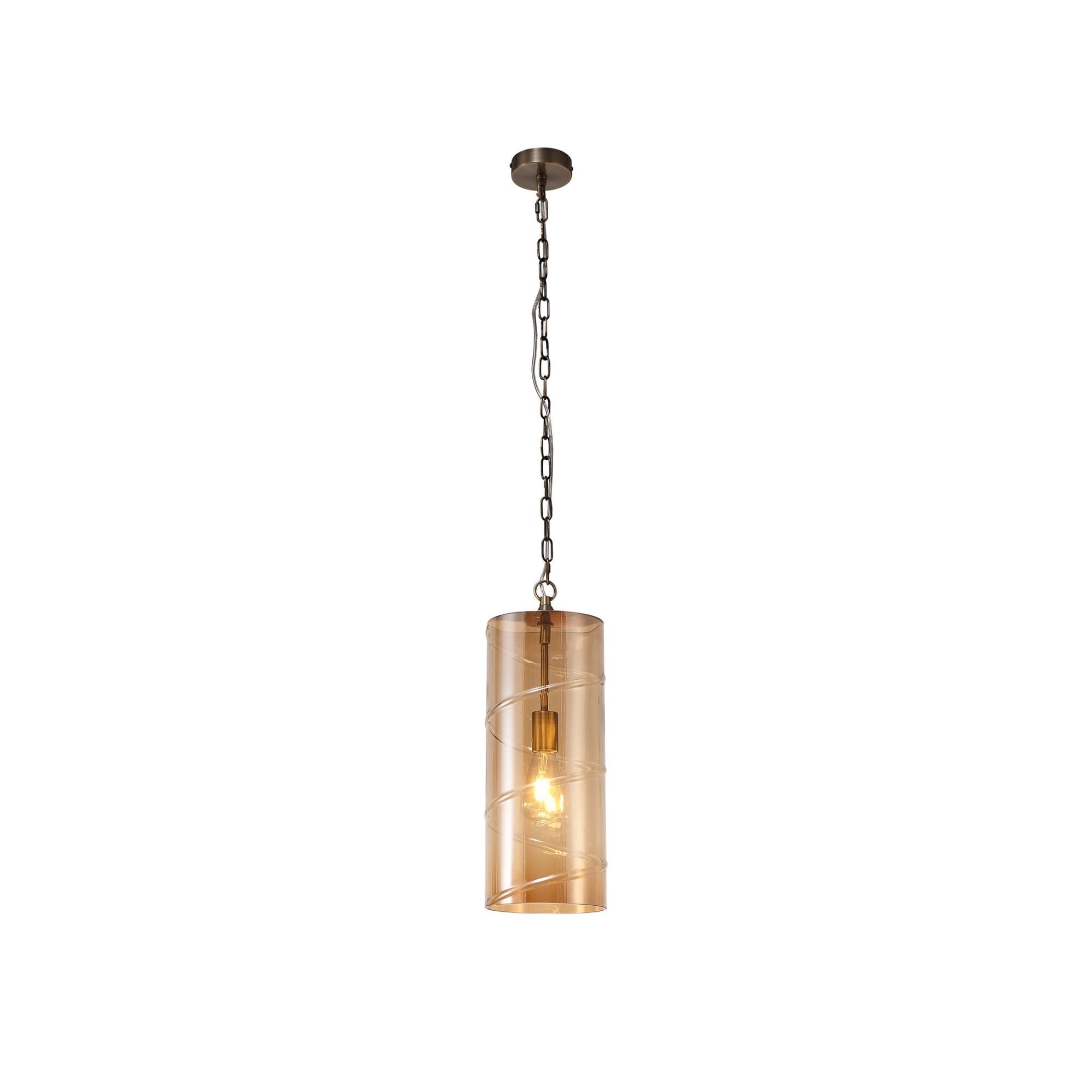 Fabula Elmhurst Pendant - Antique Brass & Amber Glass