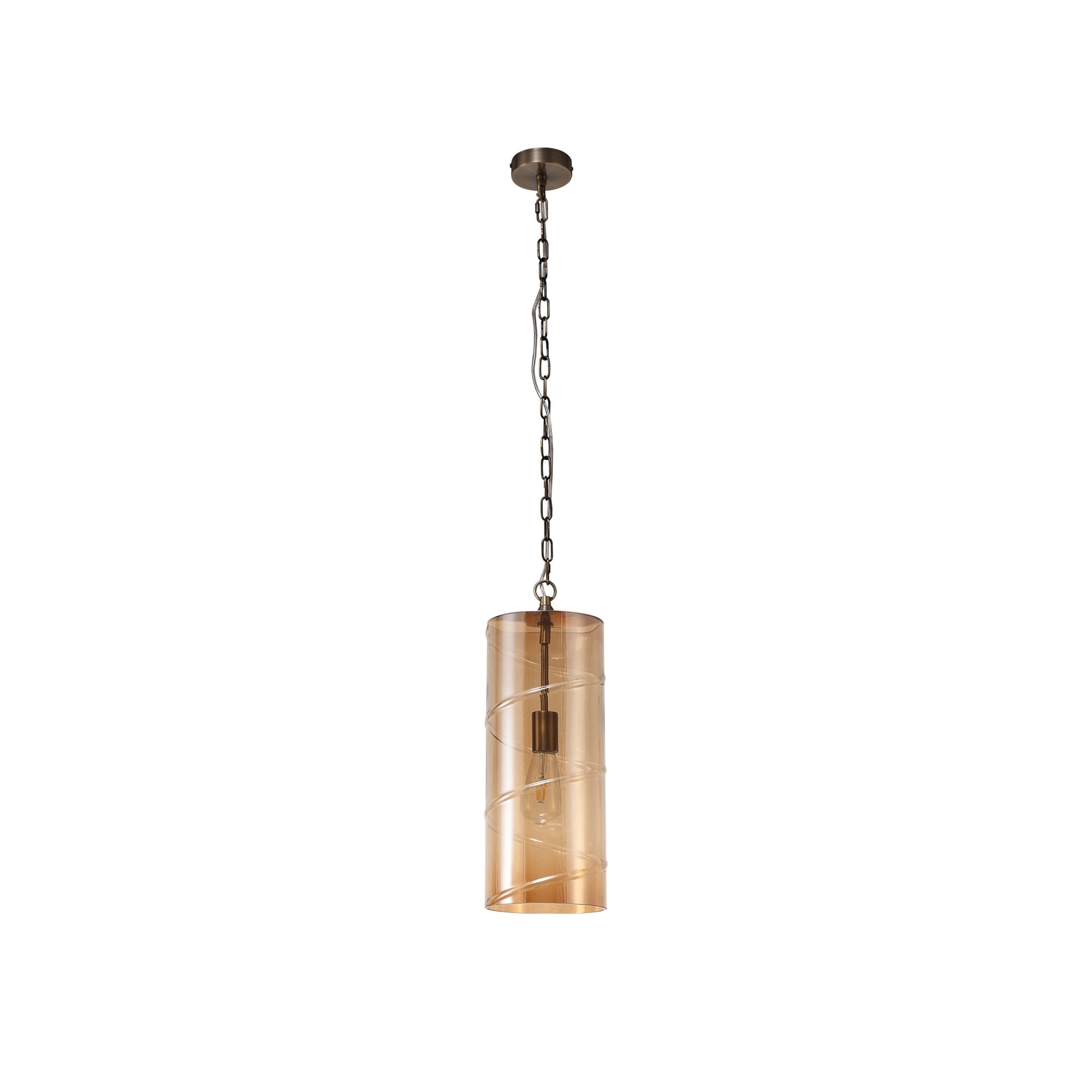 Fabula Elmhurst Pendant - Antique Brass & Amber Glass