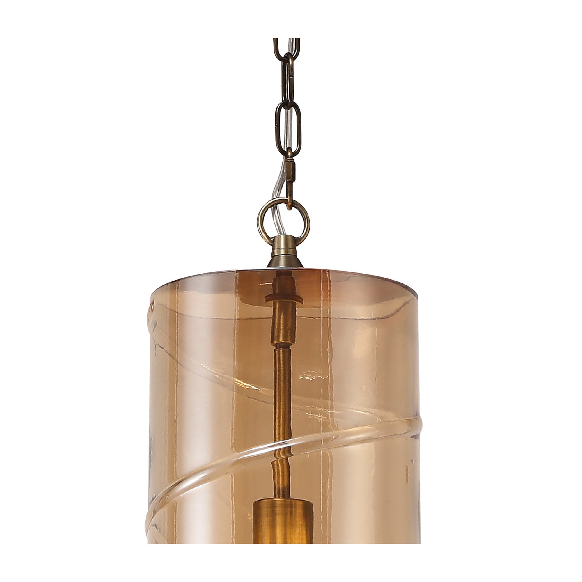 Fabula Elmhurst Pendant - Antique Brass & Amber Glass