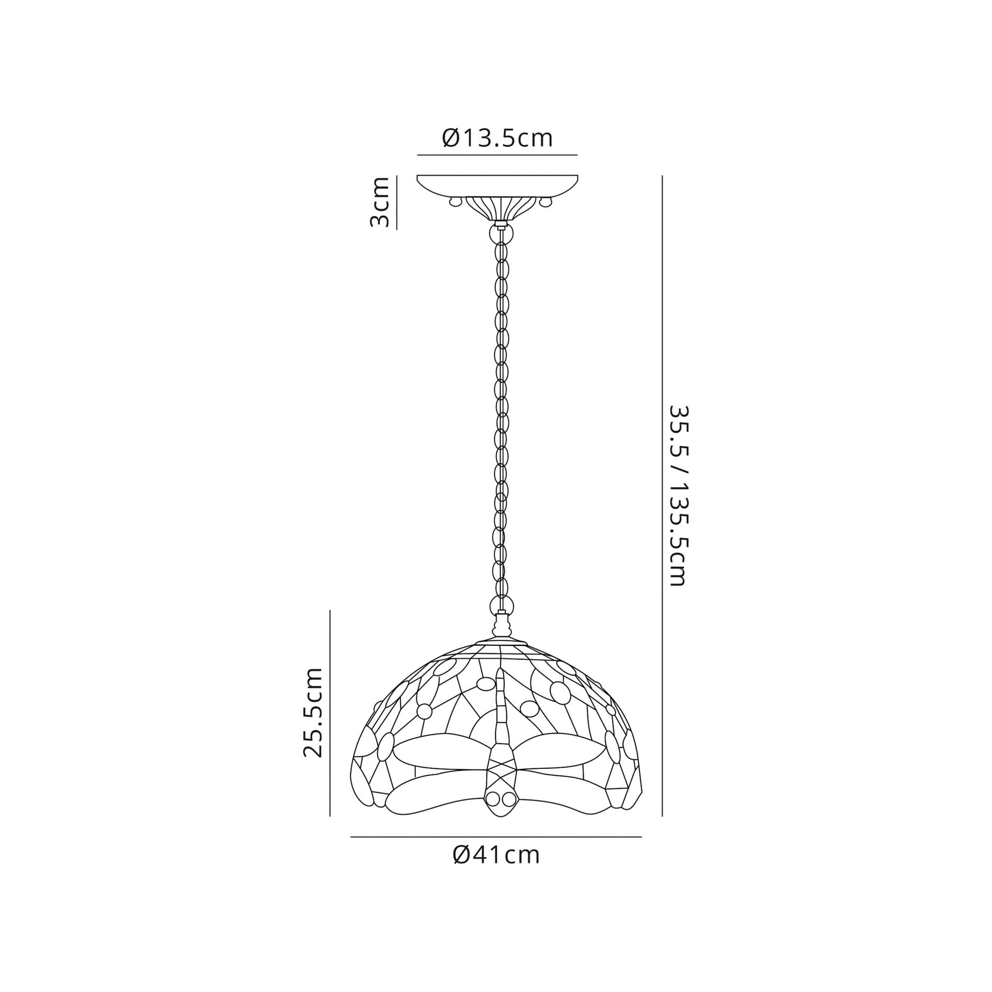 Fabula Hornbeam Single Downlighter Pendant - 40cm Tiffany Shade - Purple & Pink