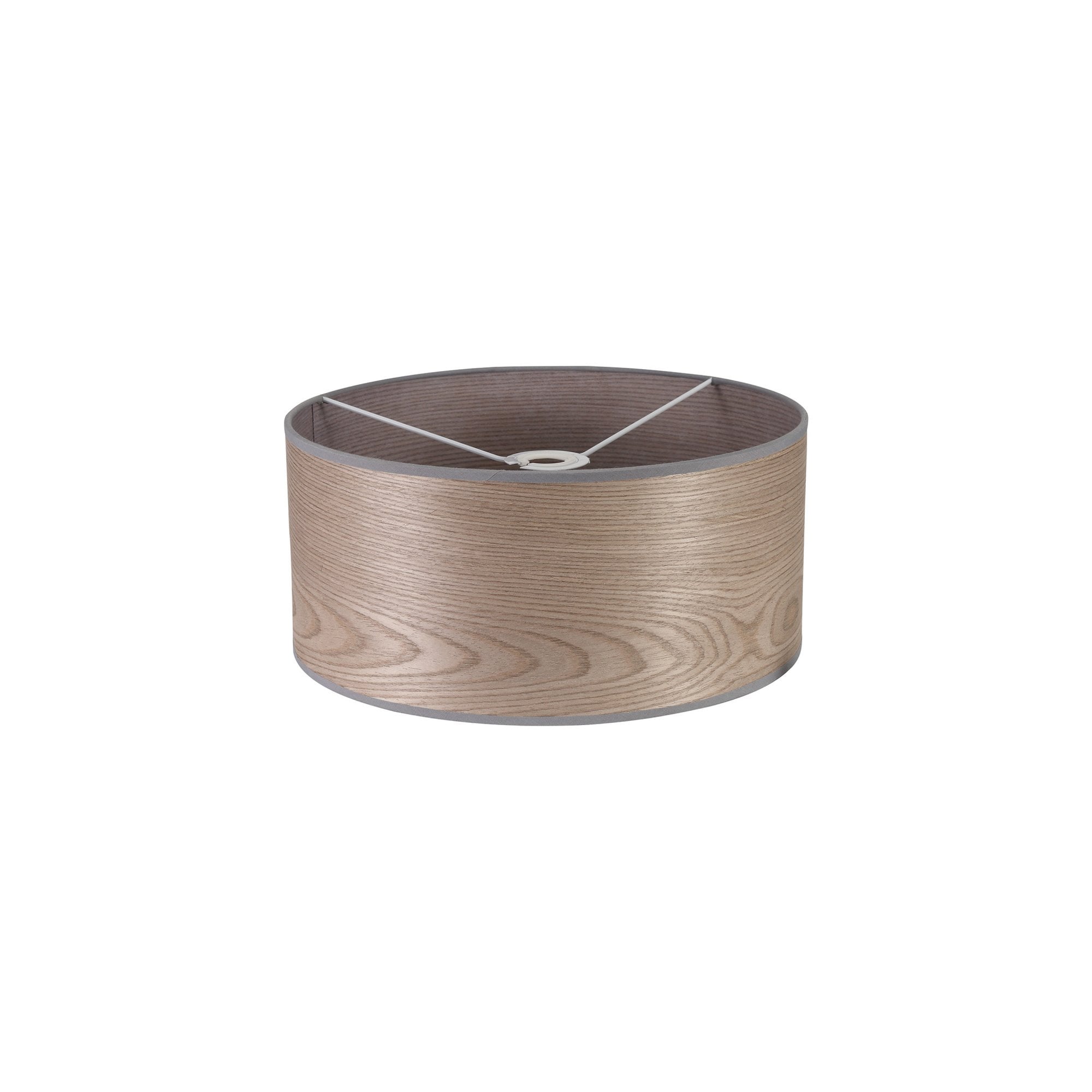 Fabula Buckhurst Round 395 x 180mm Wood Effect Shade - Grey Oak & White Laminate - Shade Only