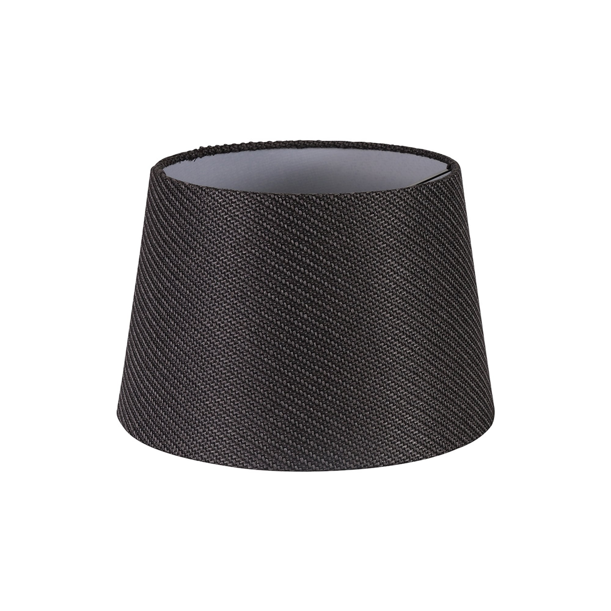 Fabula Buckhurst Round 240/300 x 200mm Fabric Shade - Charcoal Grey & White Laminate - Shade Only