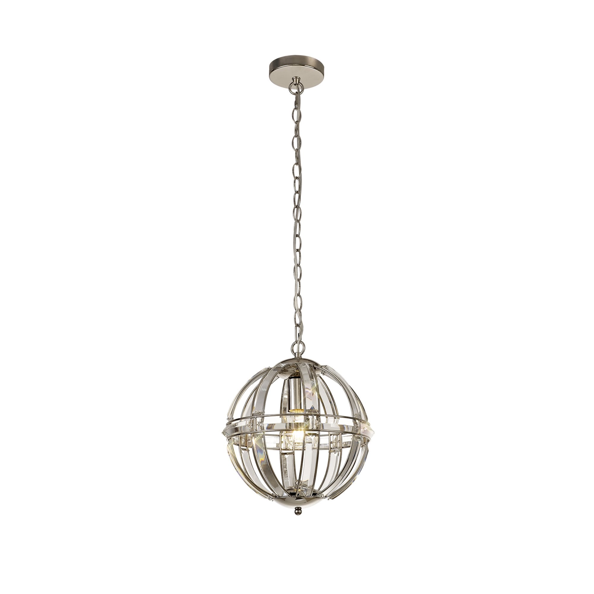 Fabula Woodford Small Single Round Pendant - Polished Nickel