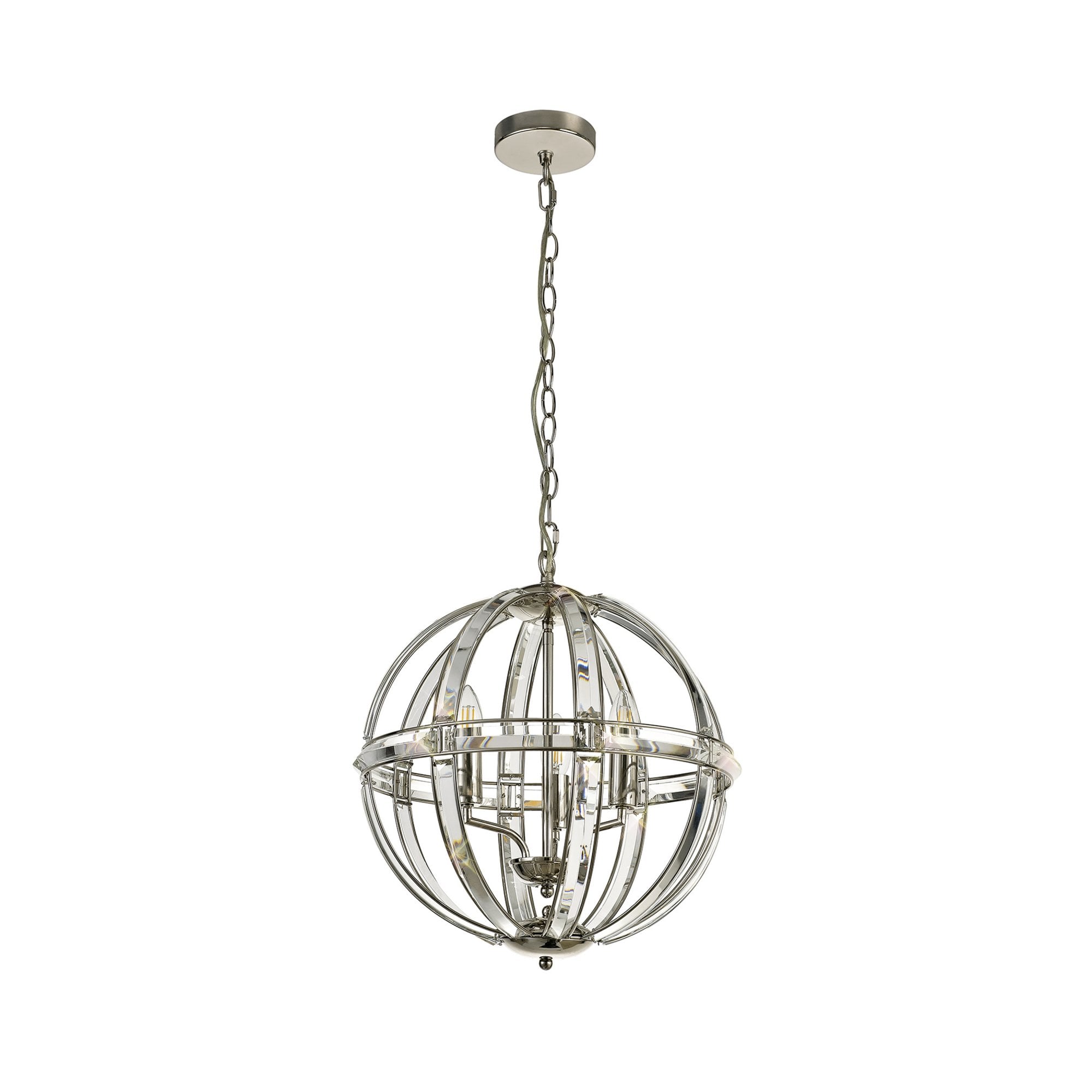 Fabula Woodford Medium 3 Light Round Pendant - Polished Nickel