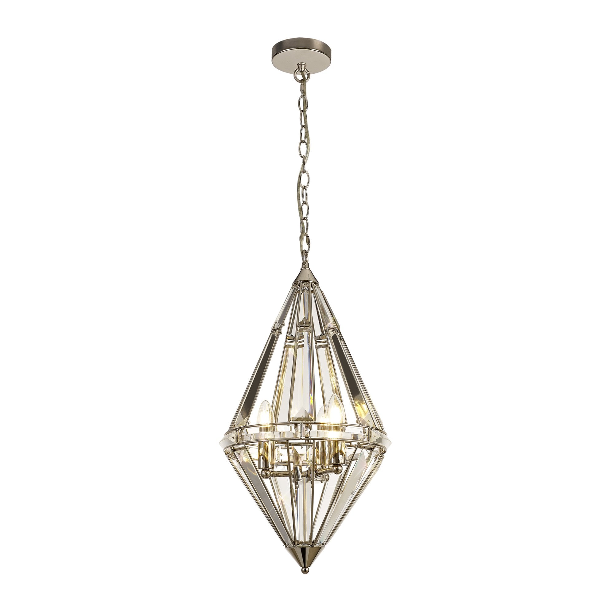 Fabula Woodford 3 Light Diamond Pendant - Polished Nickel