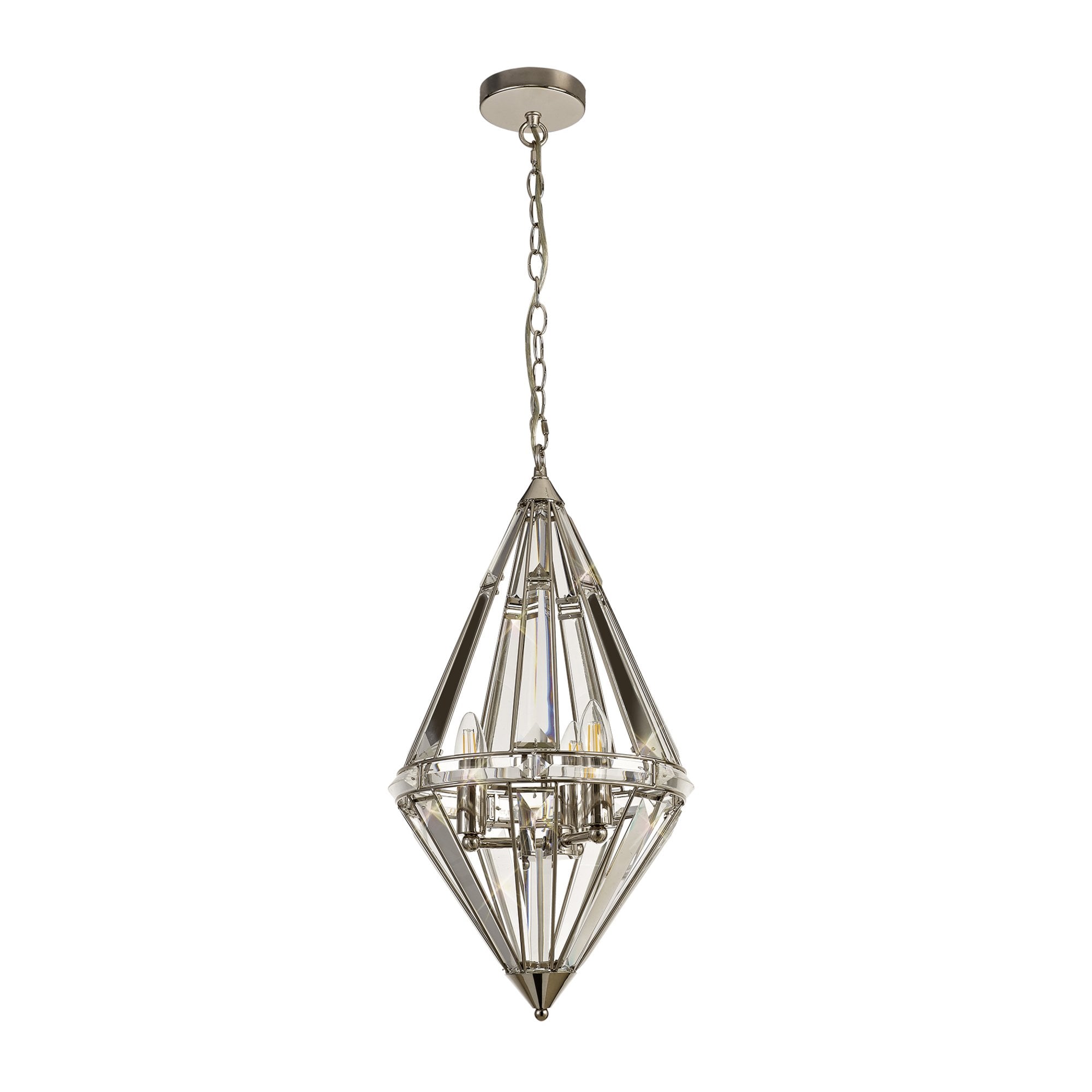 Fabula Woodford 3 Light Diamond Pendant - Polished Nickel