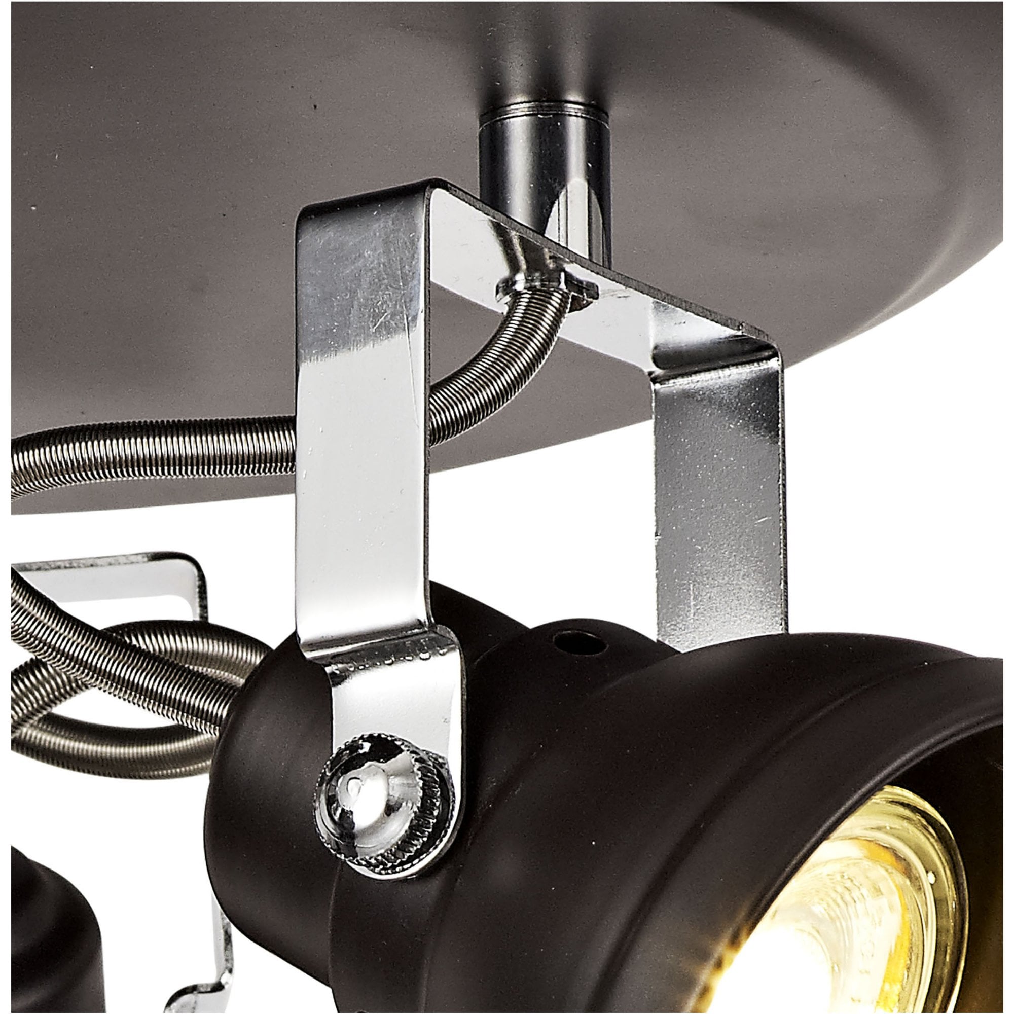 Fabula Thistle 3 Light Adjustable Round Spotlight - Oiled Bronze & Polished Chrome