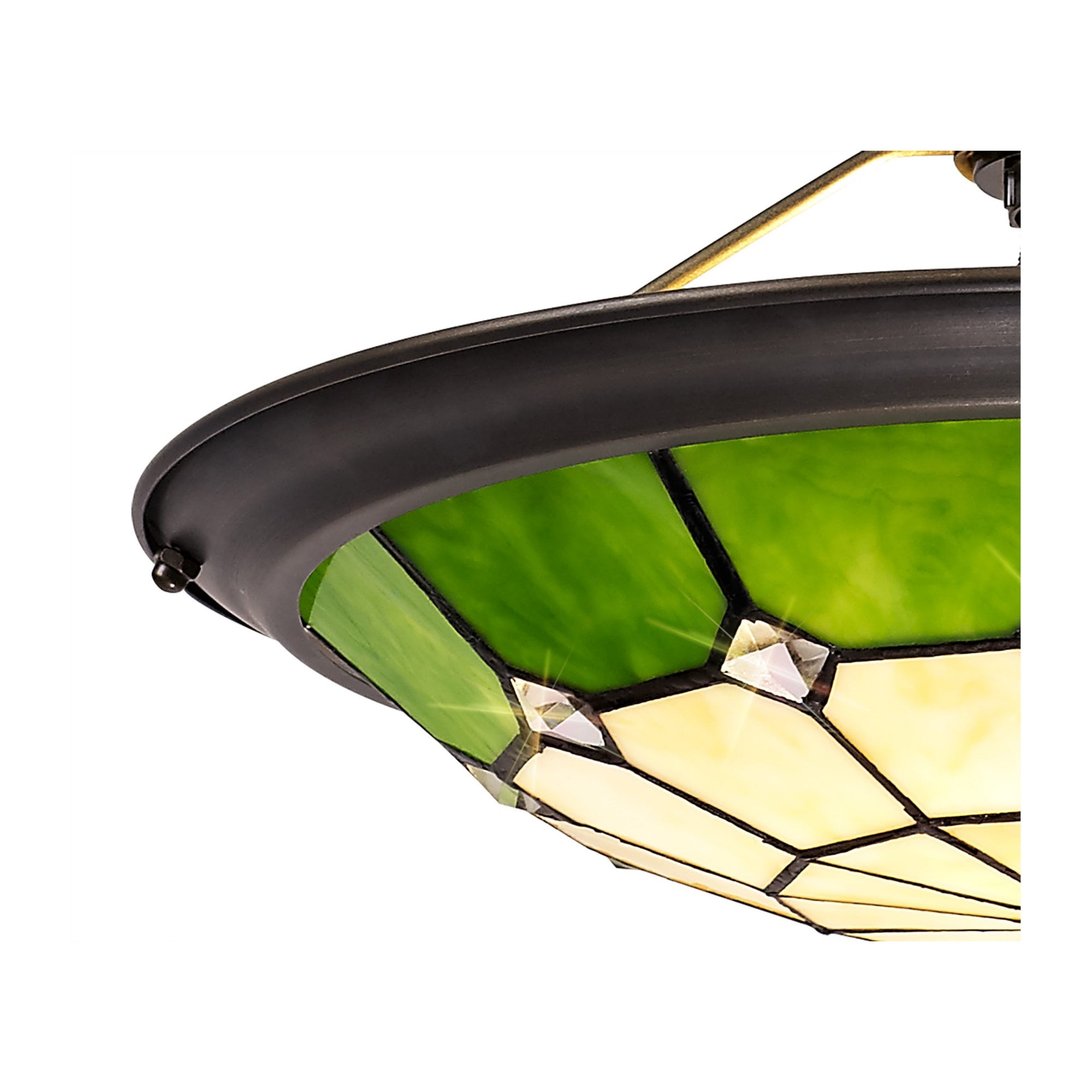 Fabula Althorne 35cm Tiffany Uplighter Shade - Green - Shade Only