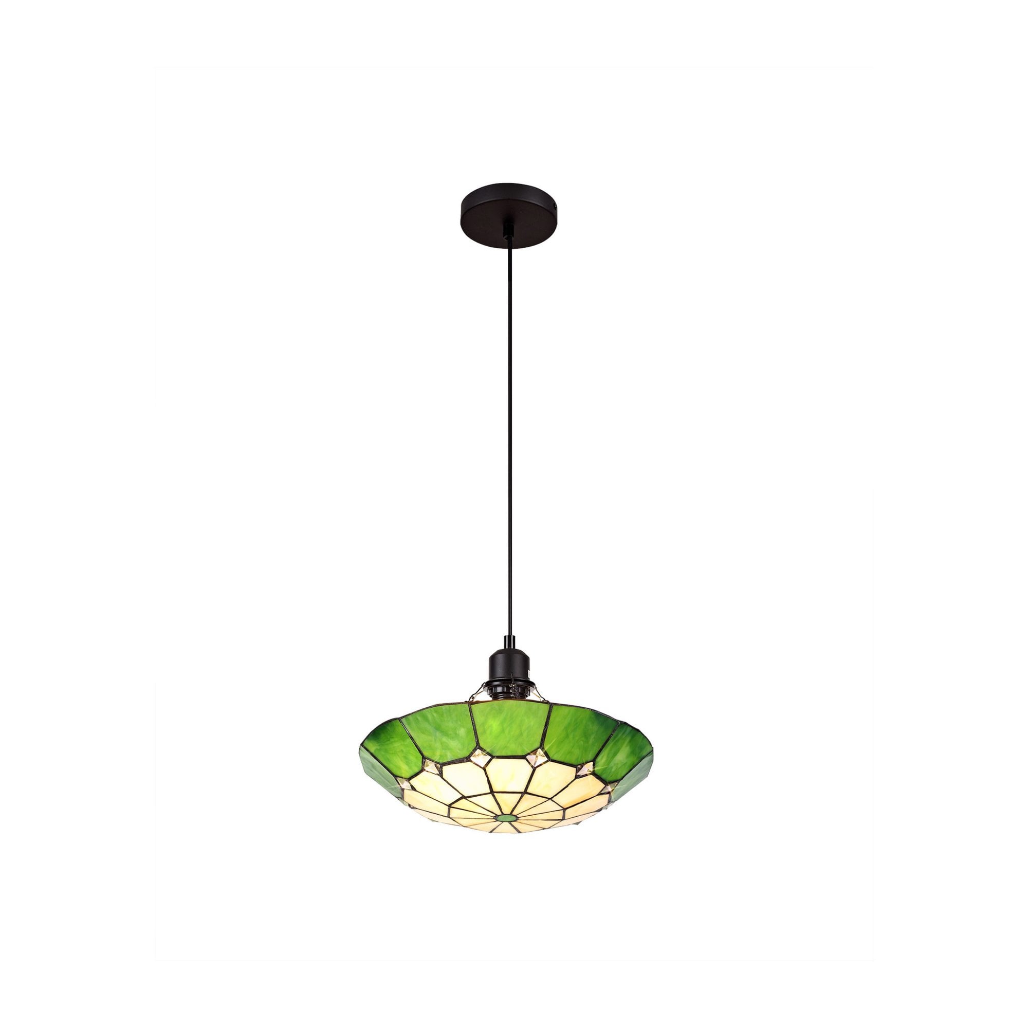 Fabula Althorne Single Pendant - 35cm Tiffany Shade - Green