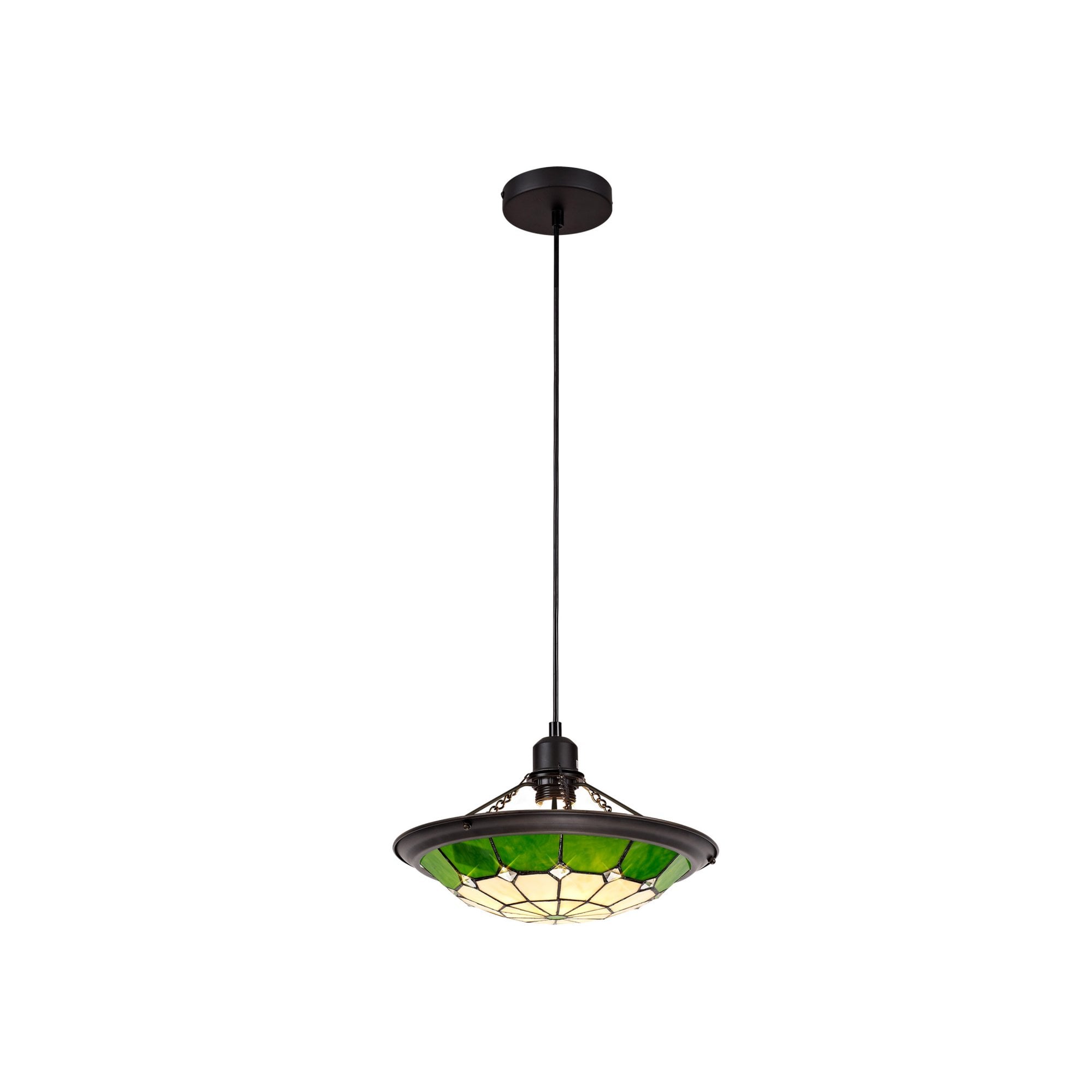 Fabula Althorne Single Pendant - 35cm Tiffany Shade - Green