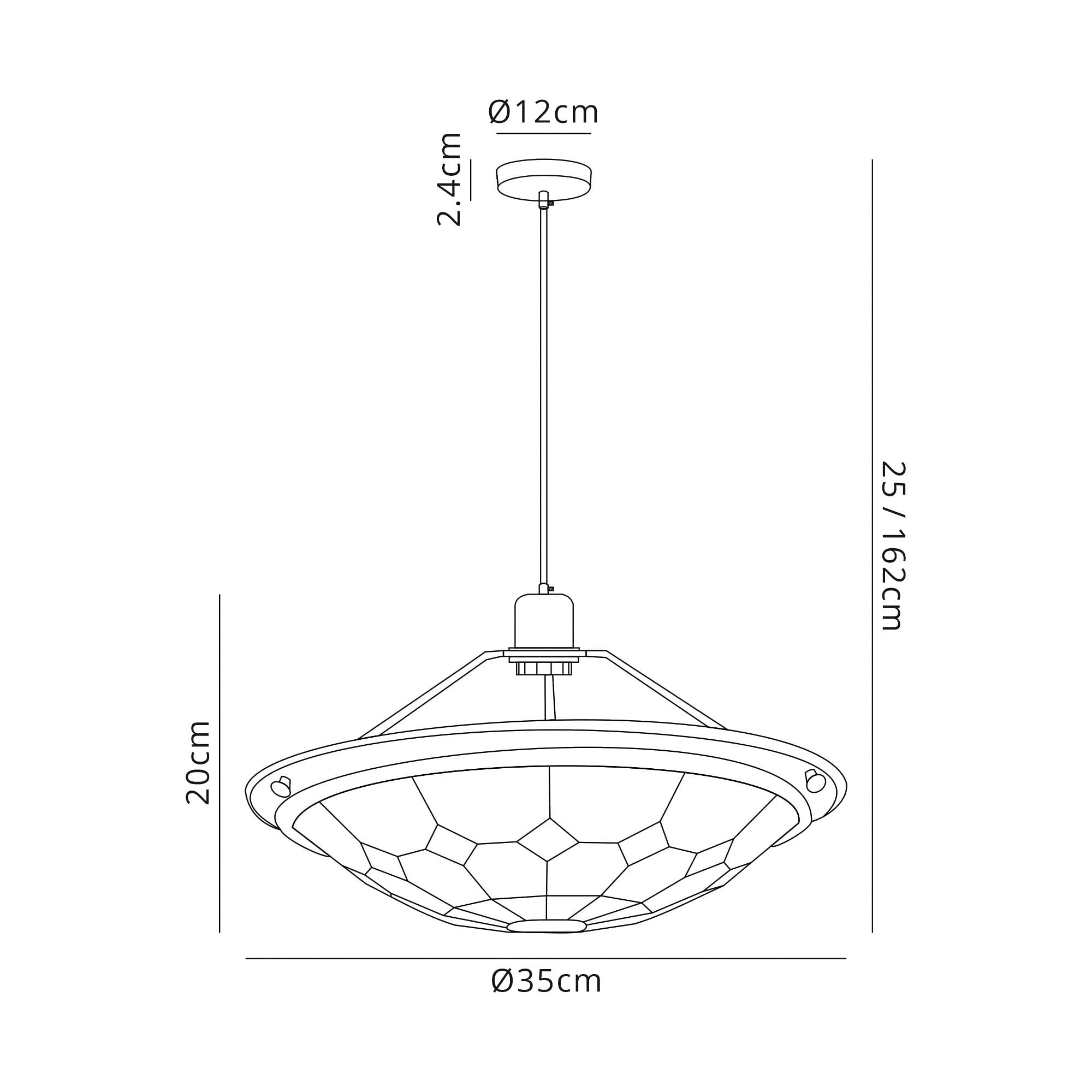 Fabula Althorne Single Pendant - 35cm Tiffany Shade - Grey